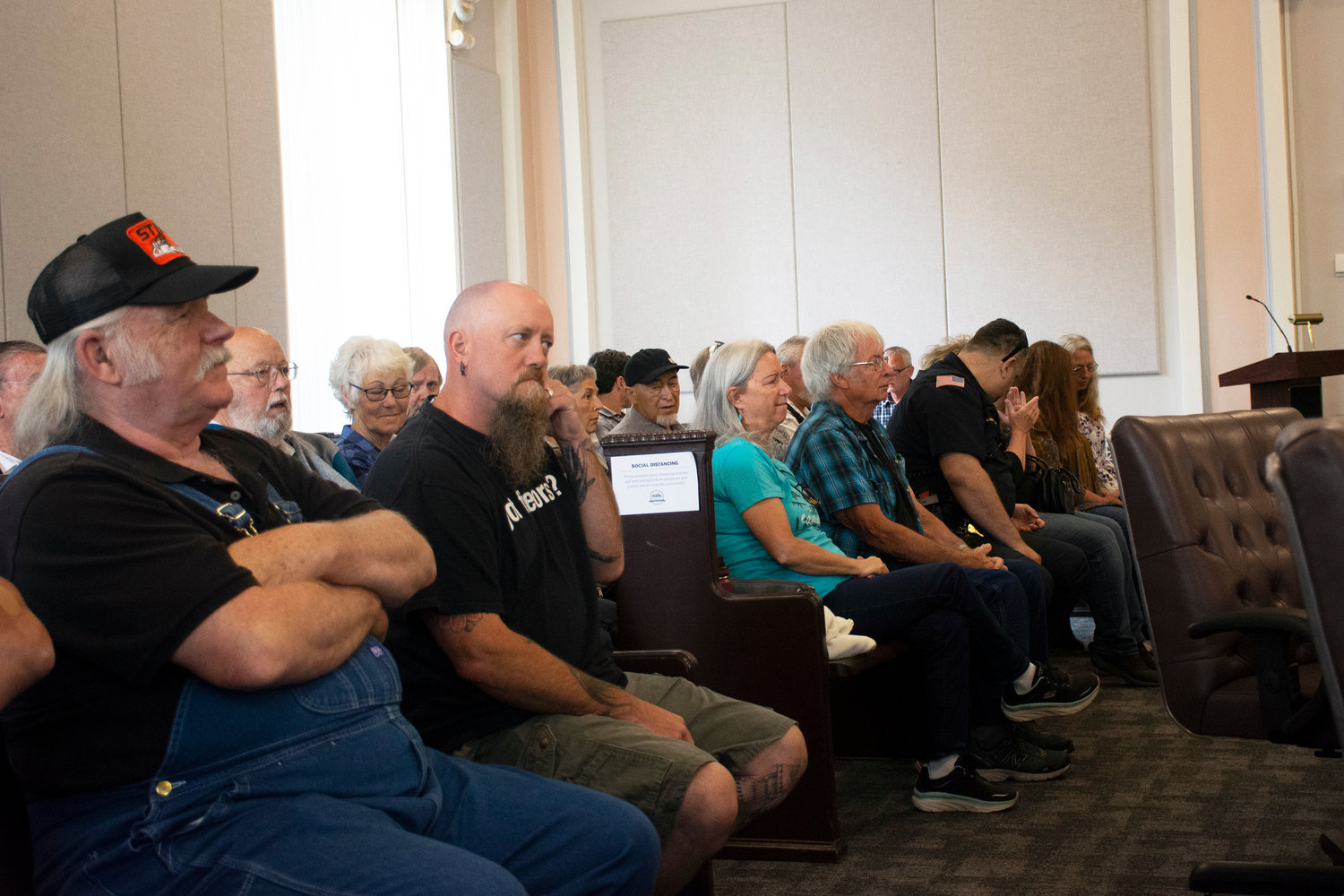 A crowd came to watch Lewis County commissioners adopt a "Citizens' Rights" proclamation Tuesday, a document affirming officials' oath to the constitution.