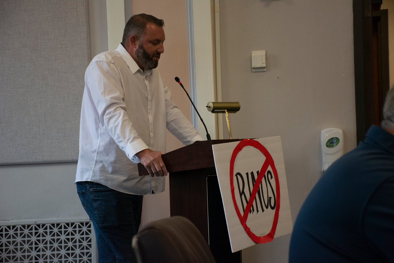 Winlock Mayor Brandon Svenson brought a "visual aid" Tuesday and told county commissioners they took too long to pass a proclamation aimed at fending off firearm restrictions.
