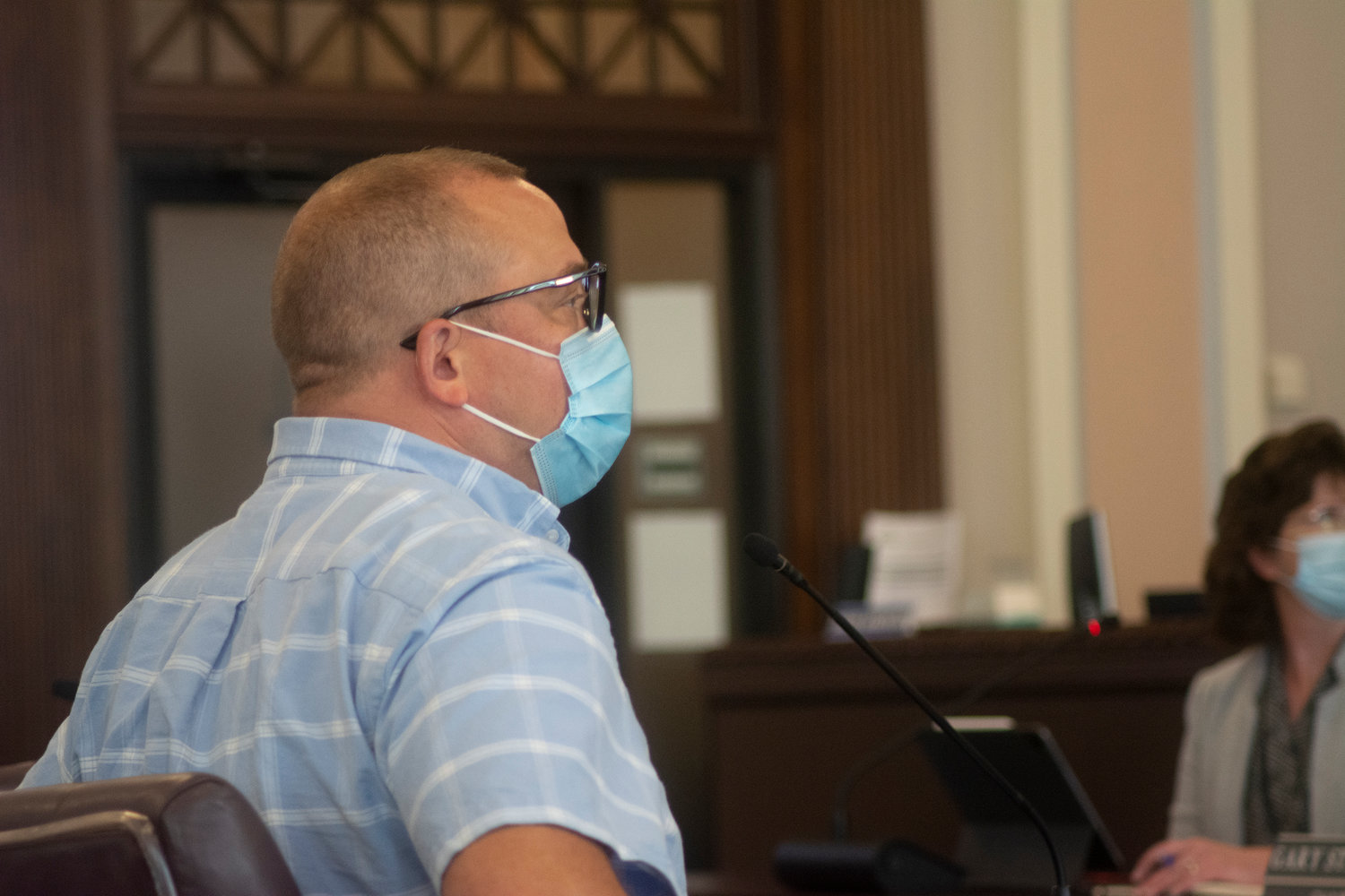 Public Health Director JP Anderson wore a mask Wednesday as he announced the county's health officials recommend even fully-vaccinated residents don face coverings in the midst of surging delta variant COVID-19 cases.