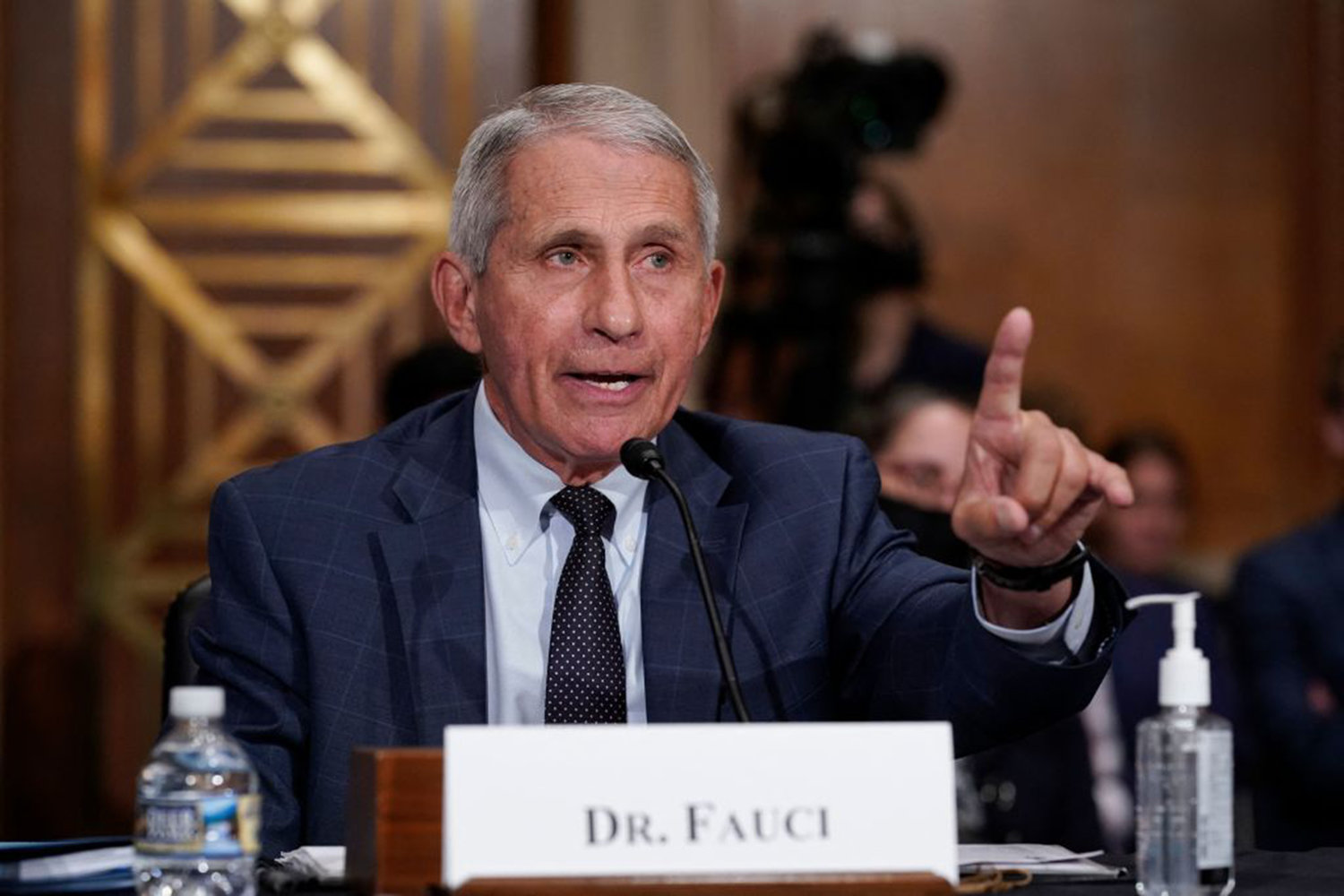 Dr. Anthony Fauci, director of the National Institute of Allergy and Infectious Diseases, responds to questions by Senator Rand Paul during the Senate Health, Education, Labor, and Pensions Committee hearing on Capitol Hill in Washington, DC on July 20, 2021. (J. Scott Applewhite/Pool/AFP via Getty Images/TNS)