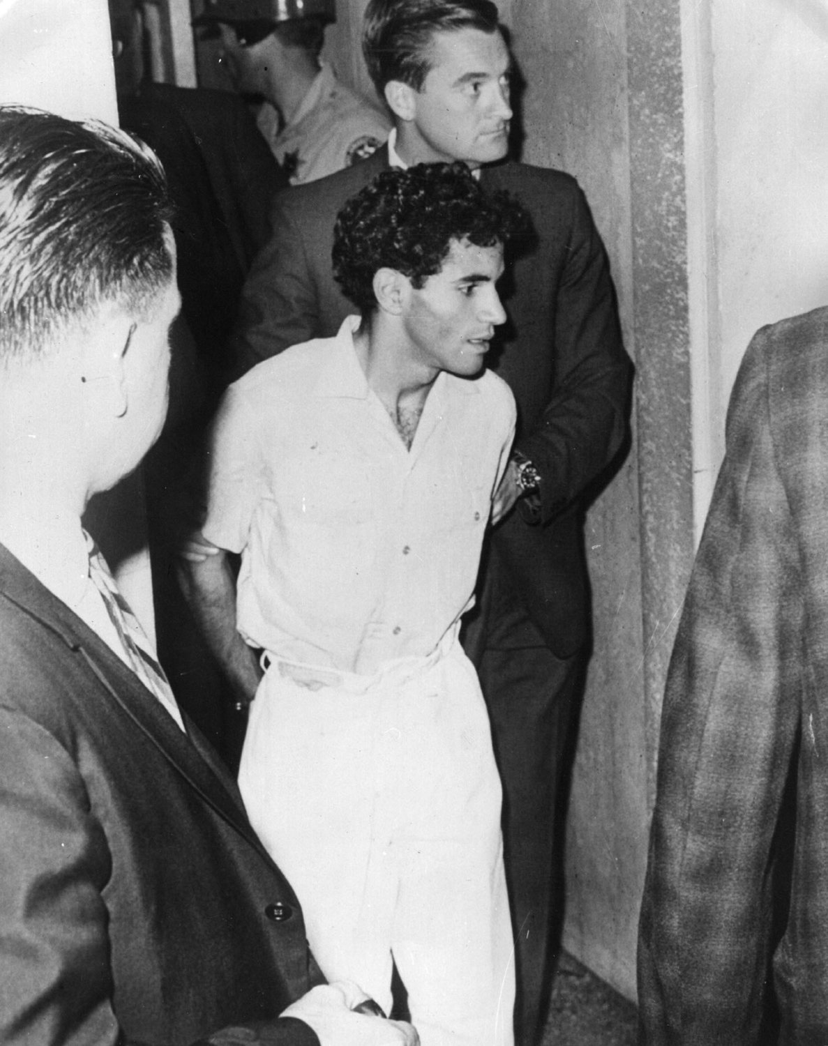Sirhan Sirhan in custody in 1968 after the assassination of Sen. Robert Kennedy during a campaign stop in Los Angeles.  (Keystone/Getty Images/TNS)