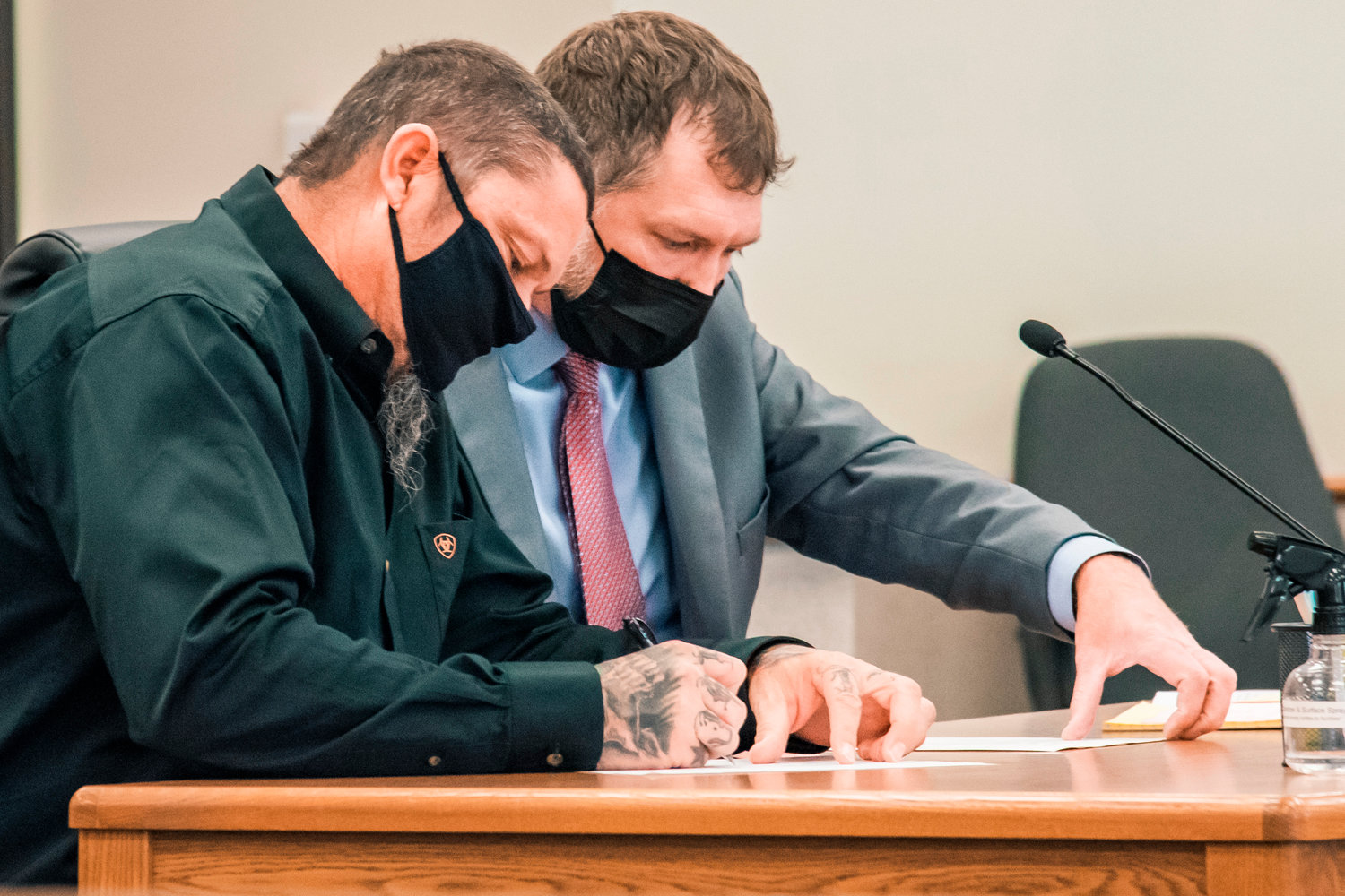 Joel Anthony Thome appears in Lewis County Superior Court Tuesday in Chehalis.
