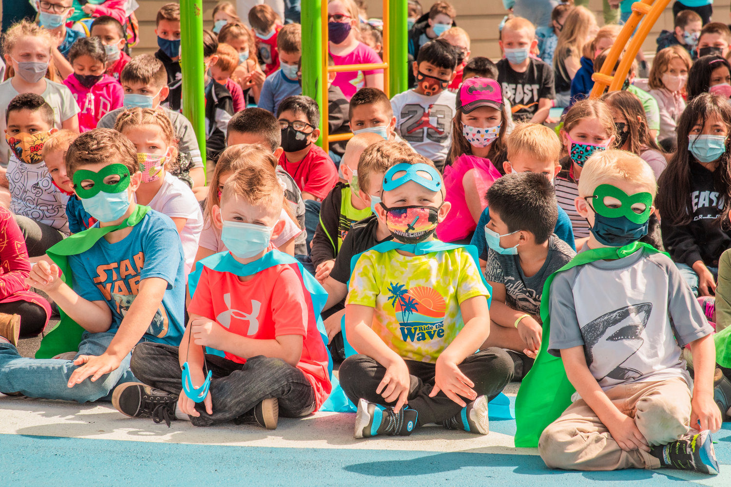 Students donned superhero costumes and were encouraged to represent the five traits of a hero: positivity, courage, perseverance, joyfulness and kindness. 