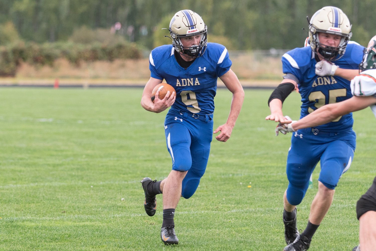 Adna tailback Tristan Ridley takes a carry for a big gain in the Pirates win over Morton-White Pass in Week 3.