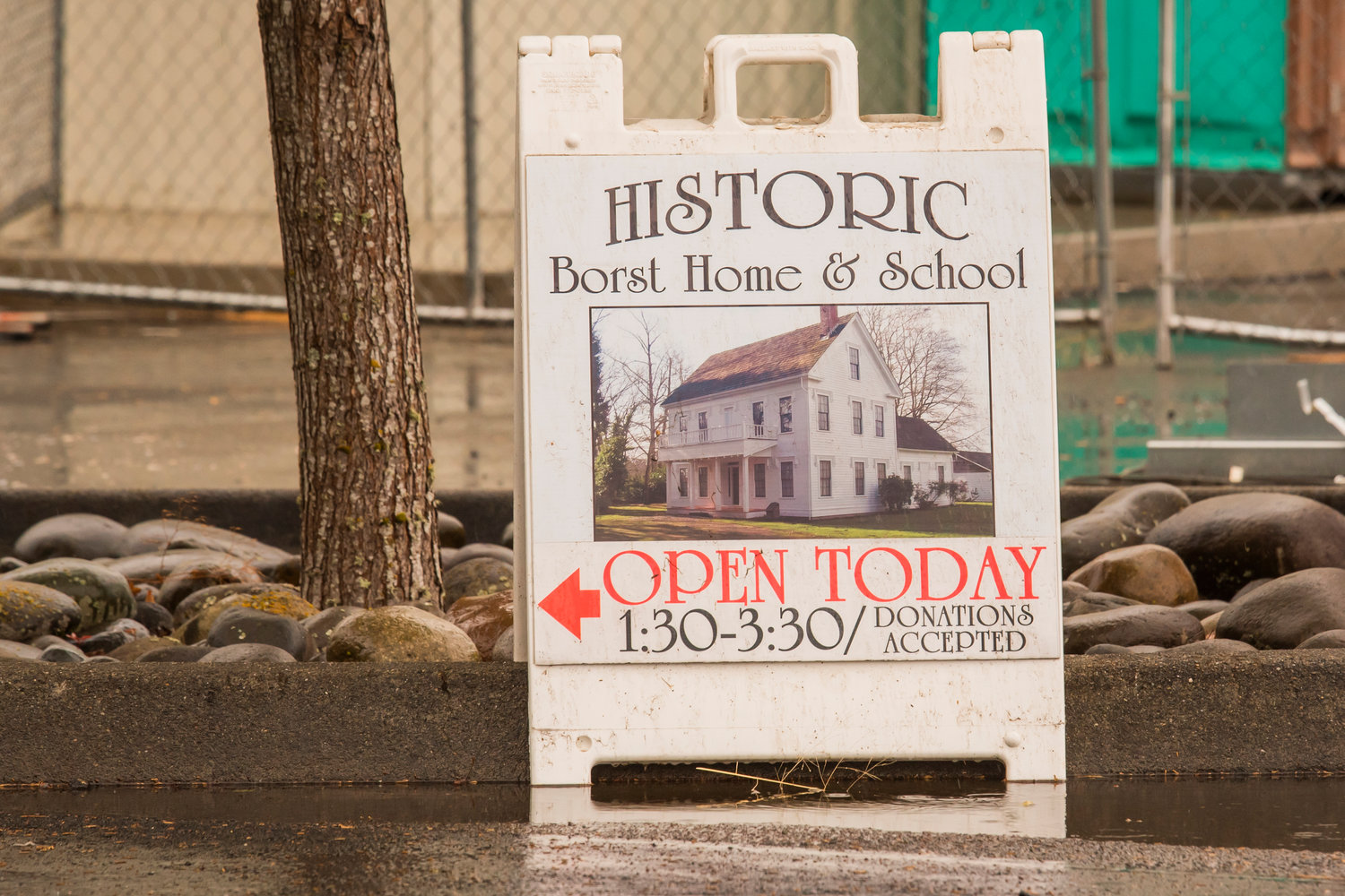 Signage for the Historic Borst Home and School in Centralia is displayed Saturday.