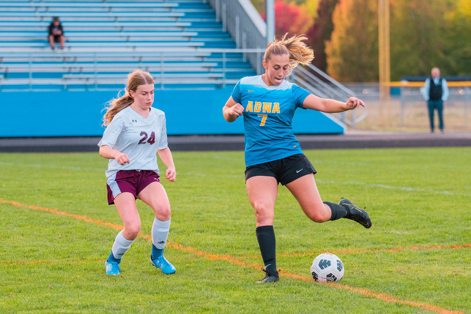 FILE PHOTO - Pirates’ Karlee VonMoos (7) prepares to pass during a game against Stevenson Sept. 22 in Adna.