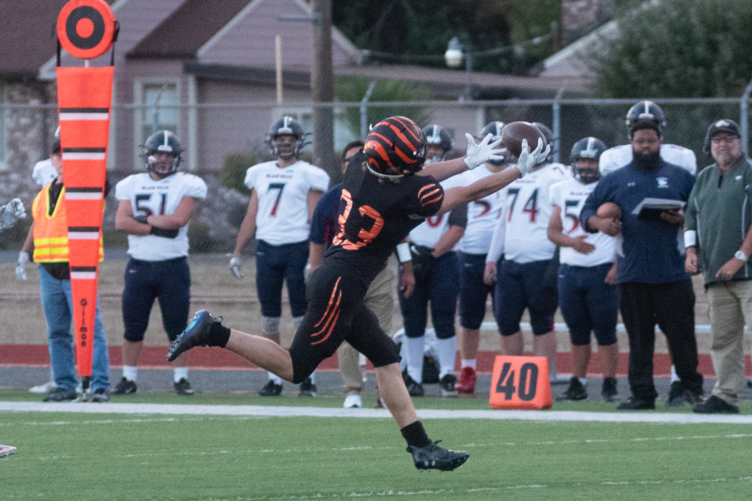 Centralia receiver Blake Seymour comes up with a incredible catch in the Tigers loss to Black Hills Friday night.