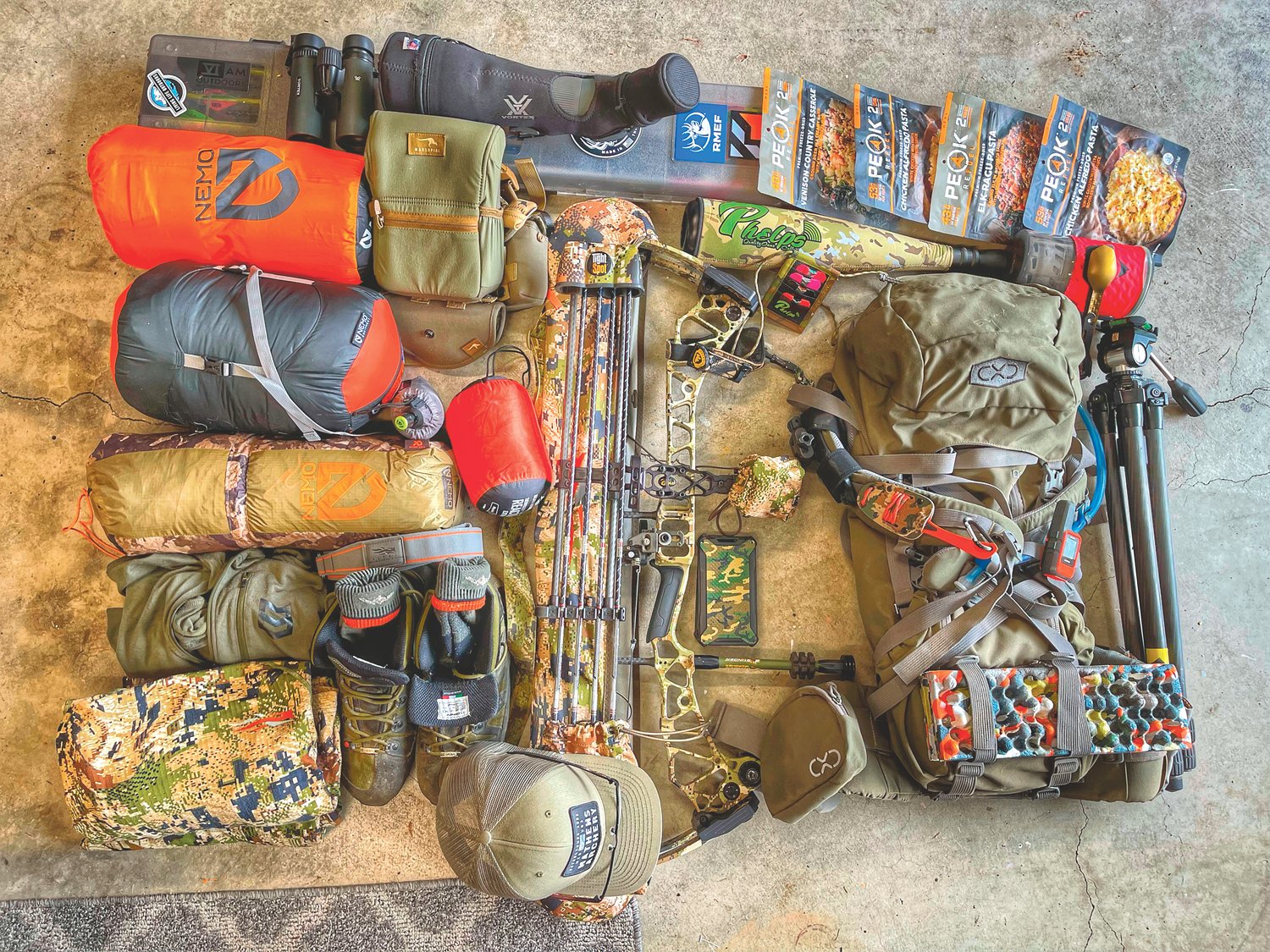 Josh Westley's gear he uses for archery elk hunting.
