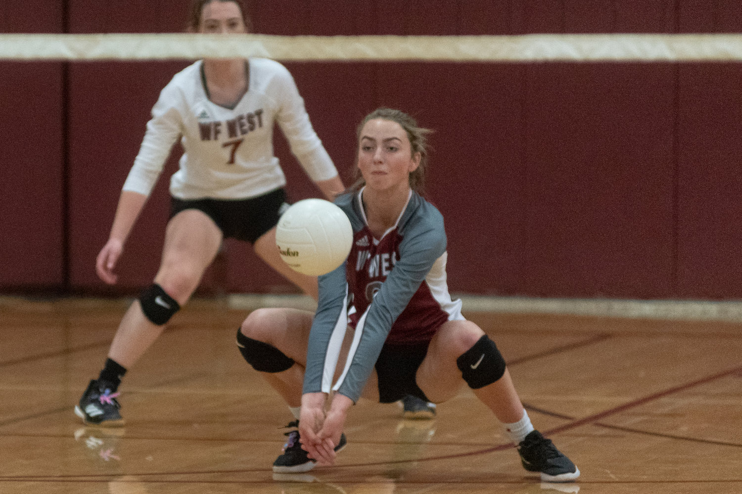 A W.F. West player digs up a ball against Black Hills Oct. 21.