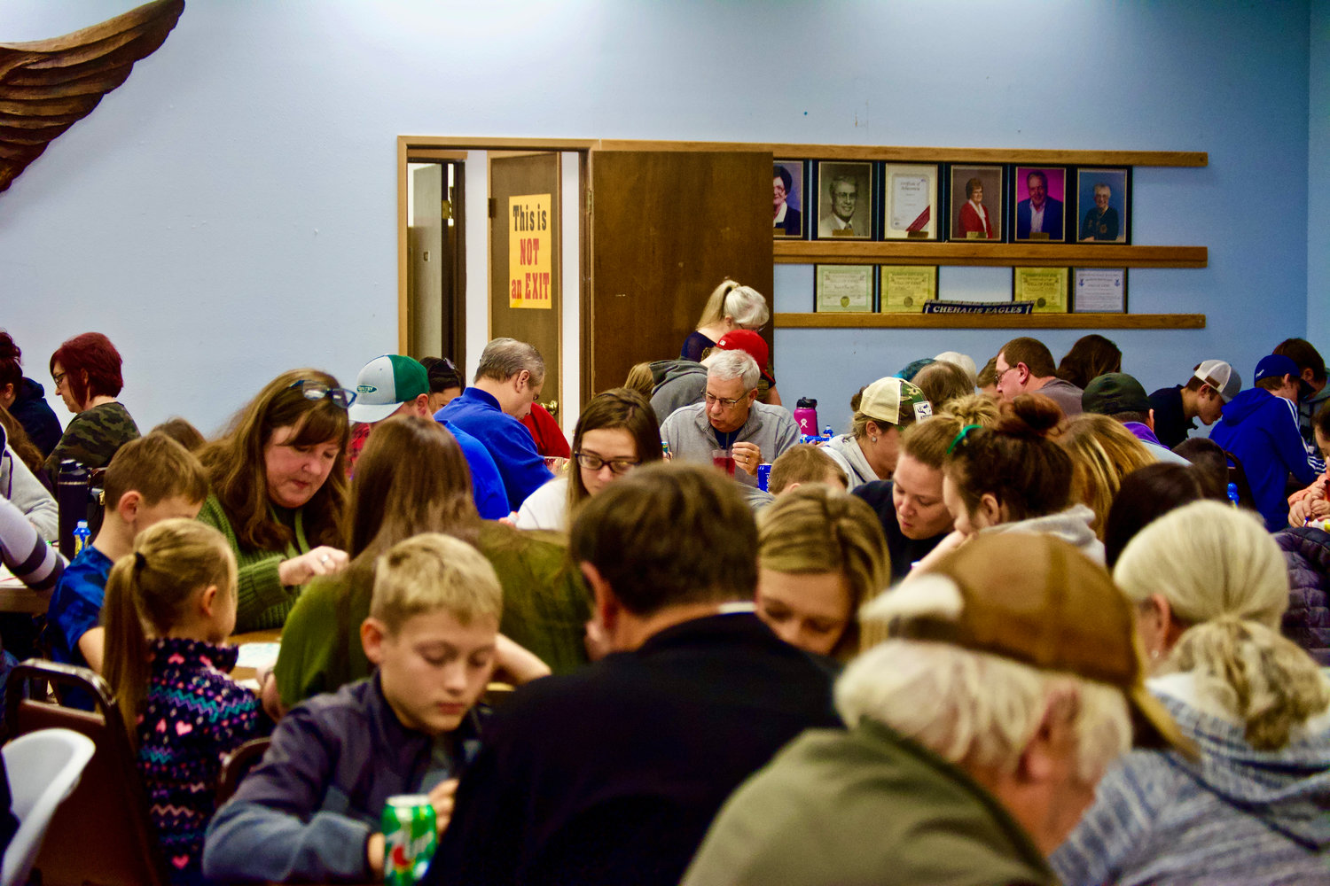 The Chehalis Eagles event space was packed to standing-room only on Saturday from 4 to 6 p.m. for the Twin Cities Rotary Club’s annual turkey bingo event.