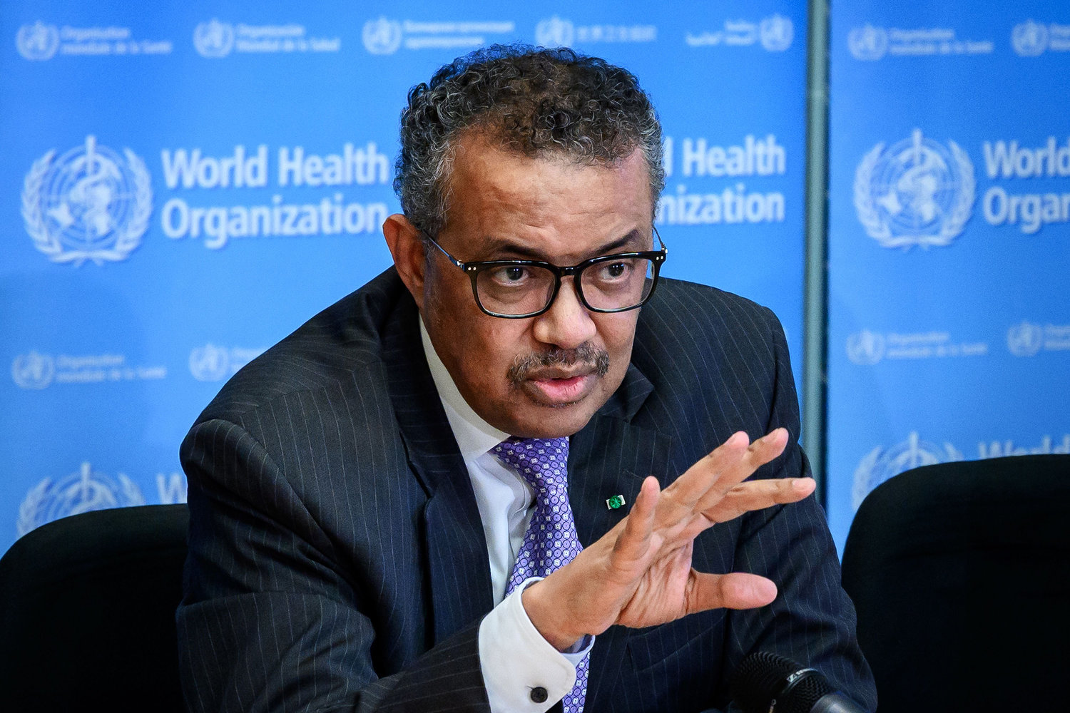 World Health Organization (WHO) Director-General Tedros Adhanom Ghebreyesus gestures as he speaks during a news briefing on the COVID-19 virus at the WHO headquarters in Geneva on March 9, 2020. (Fabrice Coffrini/AFP/Getty Images/TNS)