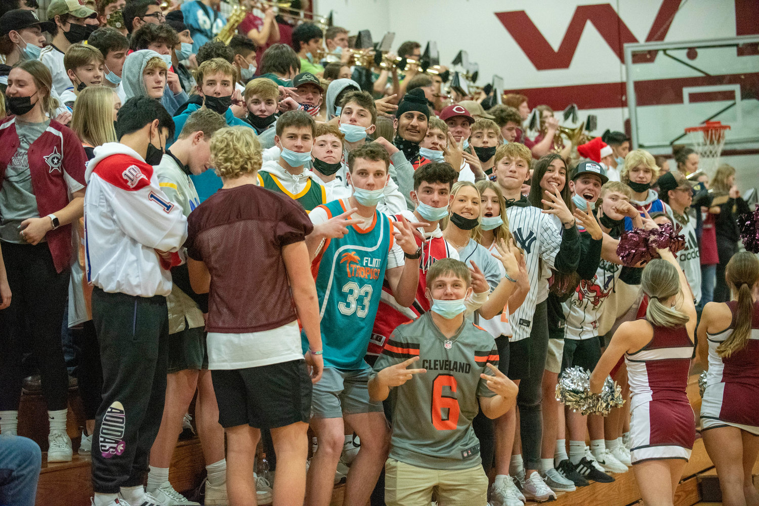 W.F. West's student section poses for a photo during the girls basketball team's home game against Shelton on Dec. 7.
