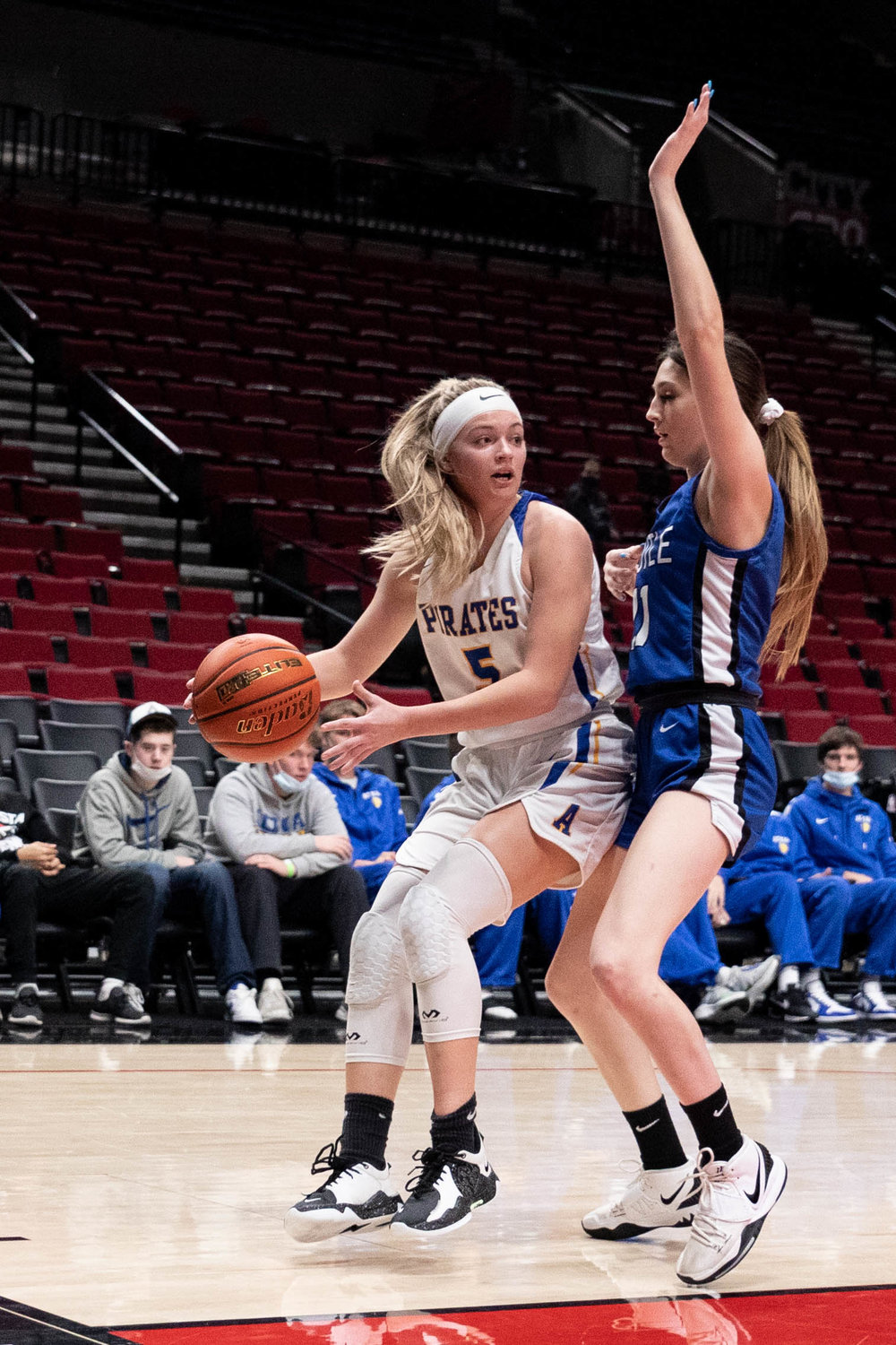 Adna point guard Kaylin Todd posts up against Toutle Lake at the Moda Center in Portland Dec. 18.