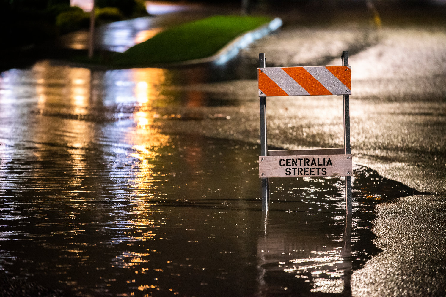 Floodwaters fill roadways in Centralia on Friday.