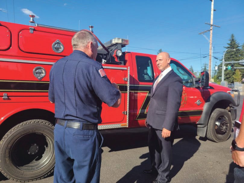 Rep. Peter Abbarno tours the Lewis County Fire District 5 fire station in Napavine.