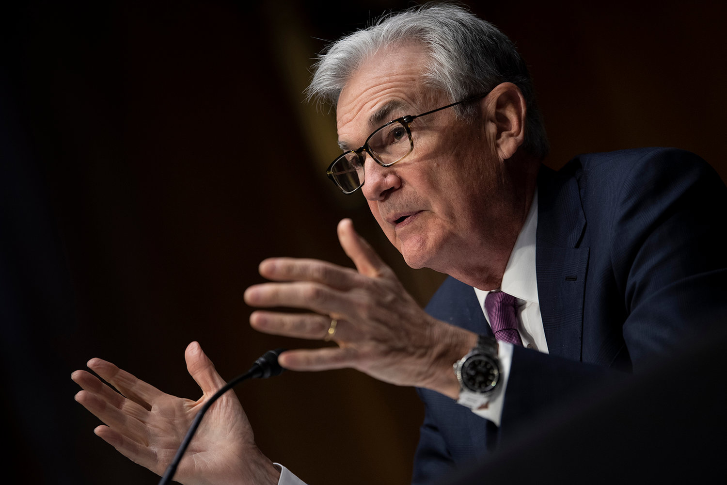 Federal Reserve Board Chairman Jerome Powell speaks during his re-nominations hearing of the Senate Banking, Housing and Urban Affairs Committee on Capitol Hill, Jan. 11, 2022, in Washington, DC. (Brendan Smialowski/Pool/Getty Images/TNS)