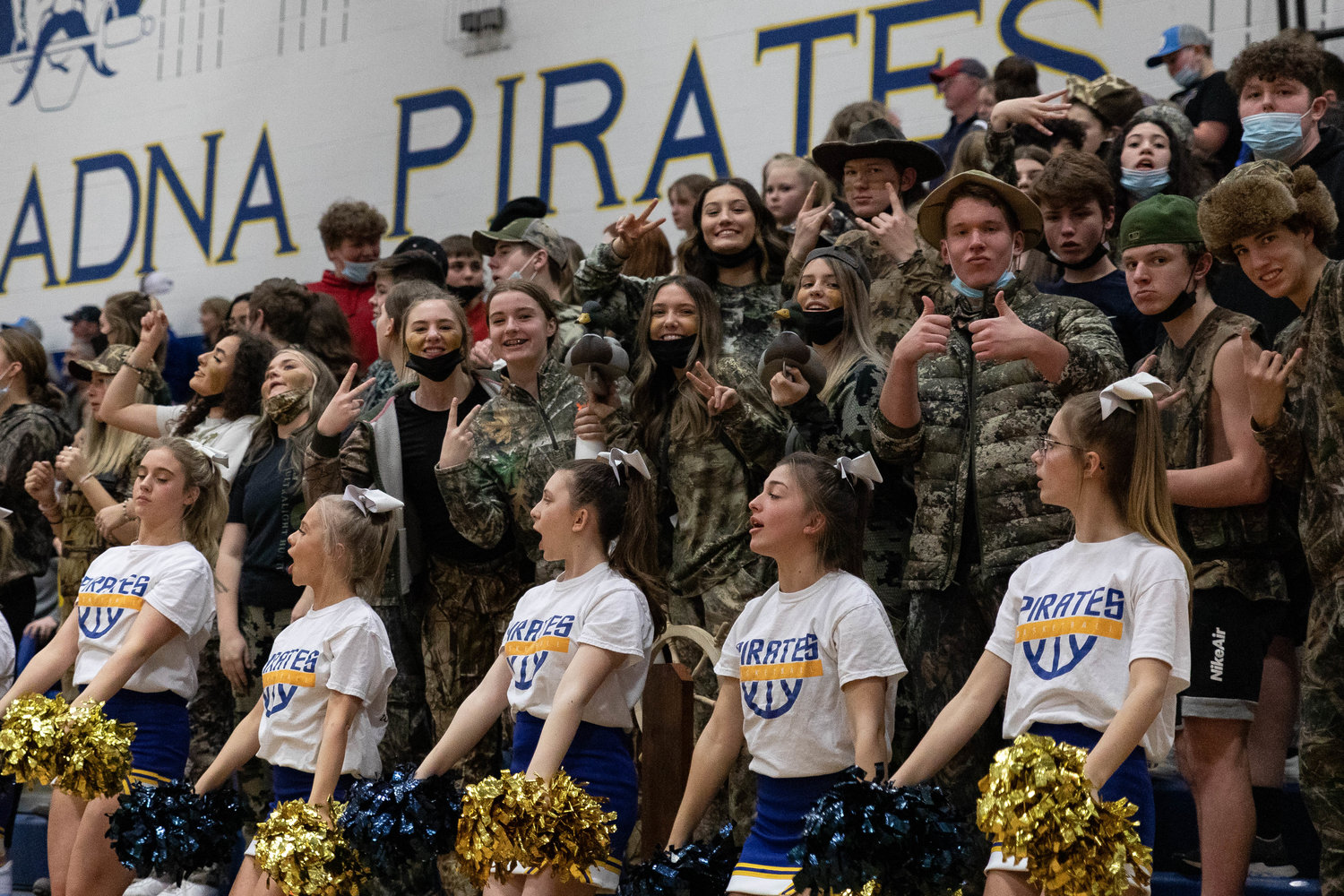 The Adna student section poses for a photo at a boys basketball game against Morton-White Pass Jan. 28.