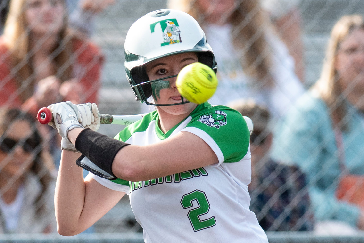 Tumwater's Jaime Haas watches a Black Hills' pitch go by during a plate appearance against the Wolves at home on March 25.