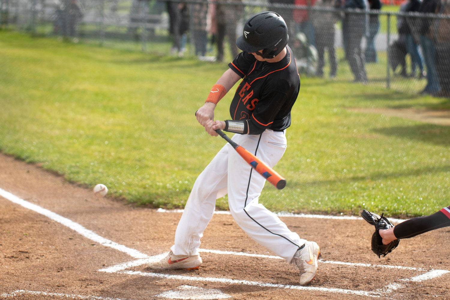 Napavine's Austin Chapman lines up a Mossyrock pitch during a non-league home game on March 31.