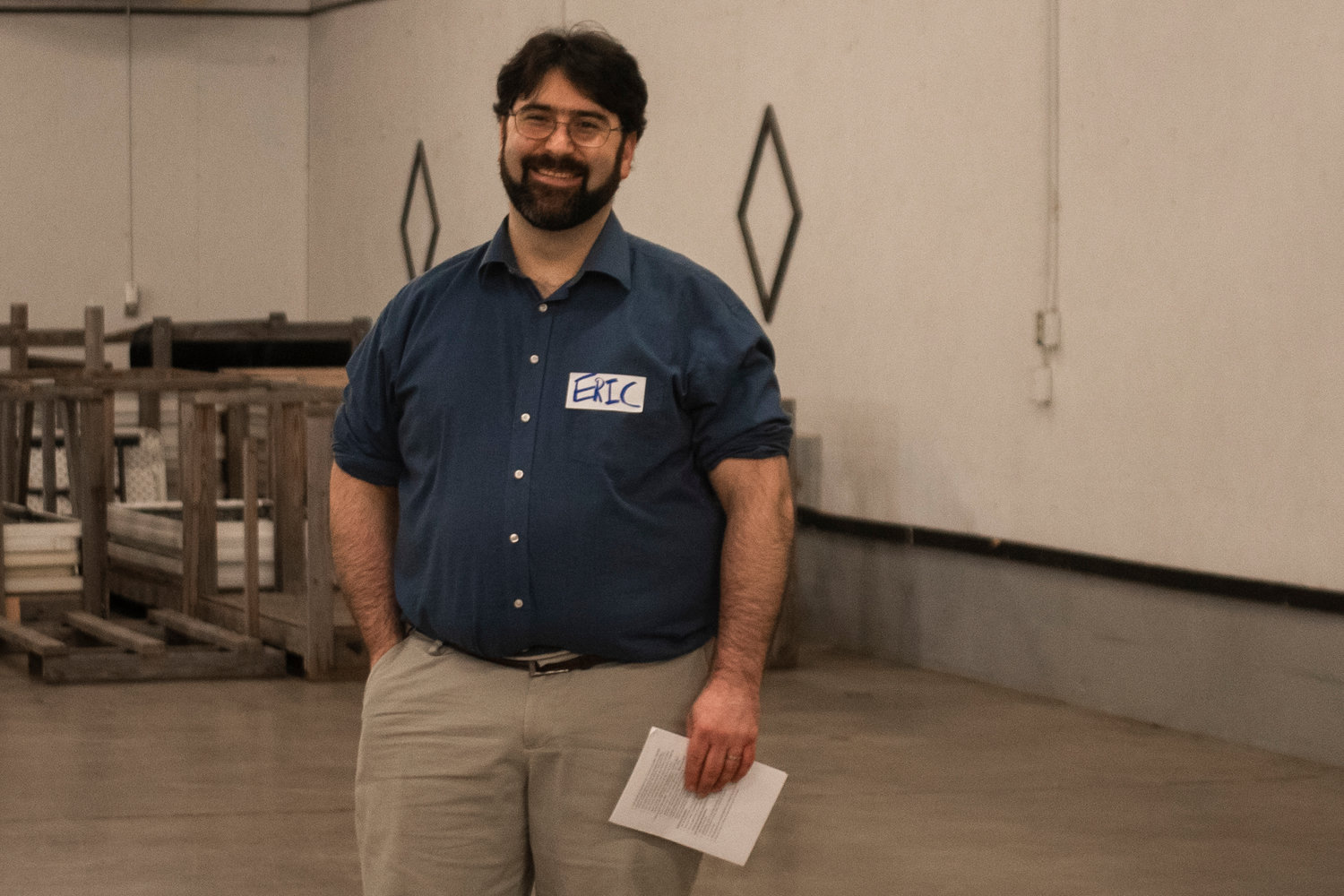 Lewis County Special Projects Deputy Prosecuting Attorney Eric Eisenberg smiles for a picture at a facilitated public forum on a proposed night-by-night shelter in Lewis County on Thursday night at the Southwest Washington Fairgrounds.