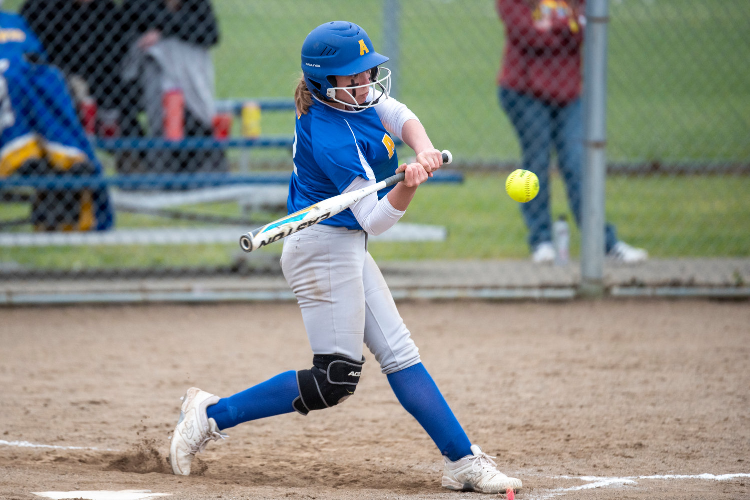 Adna's Ava Simms lines up a Castle Rock pitch during a home game on April 1.