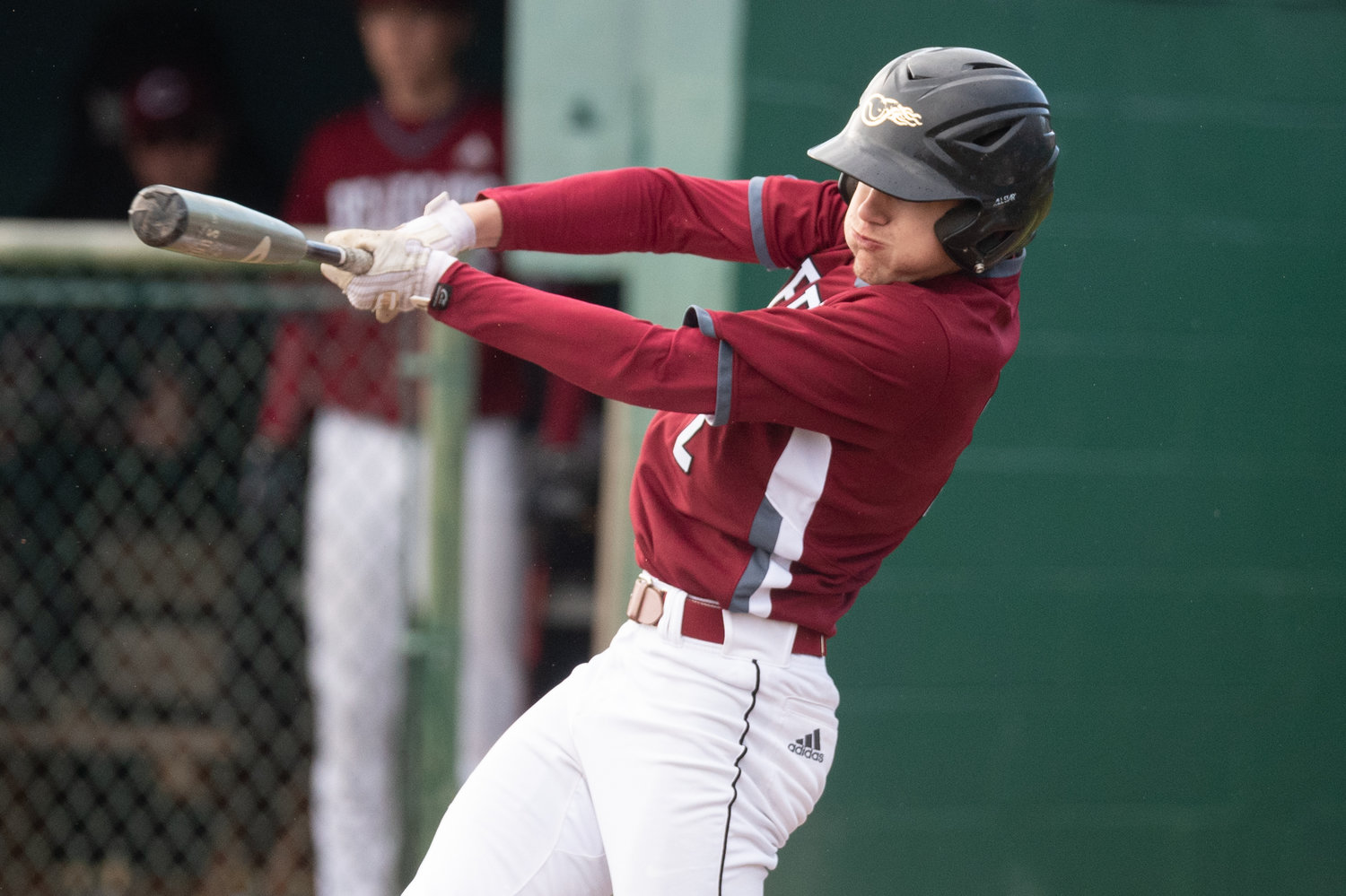 W.F. West infielder Braden Jones takes a swing at a pitch against Rochester April 19.