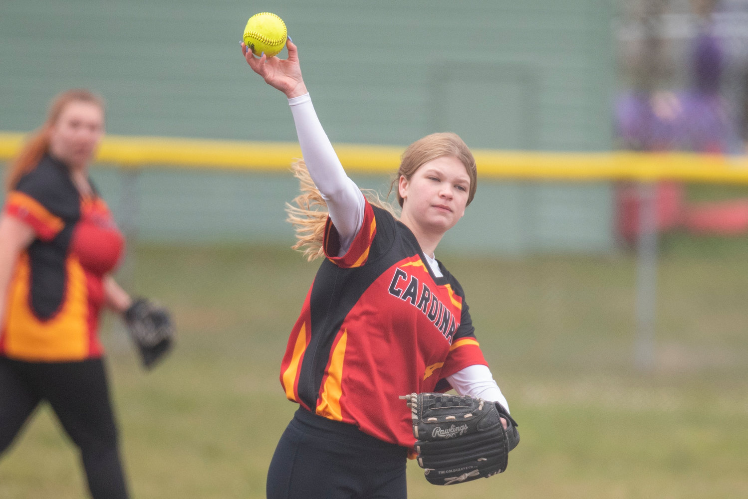 Winlock shortstop Kindyl Kelly tosses a ball back to the pitcher during a home game against Adna on April 20.