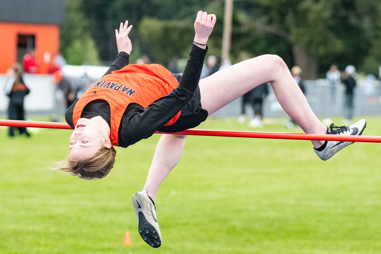 Napavine's Keira O'Neill clears 5 feet in the girls high jump at the Central 2B League Championships on May 13.
