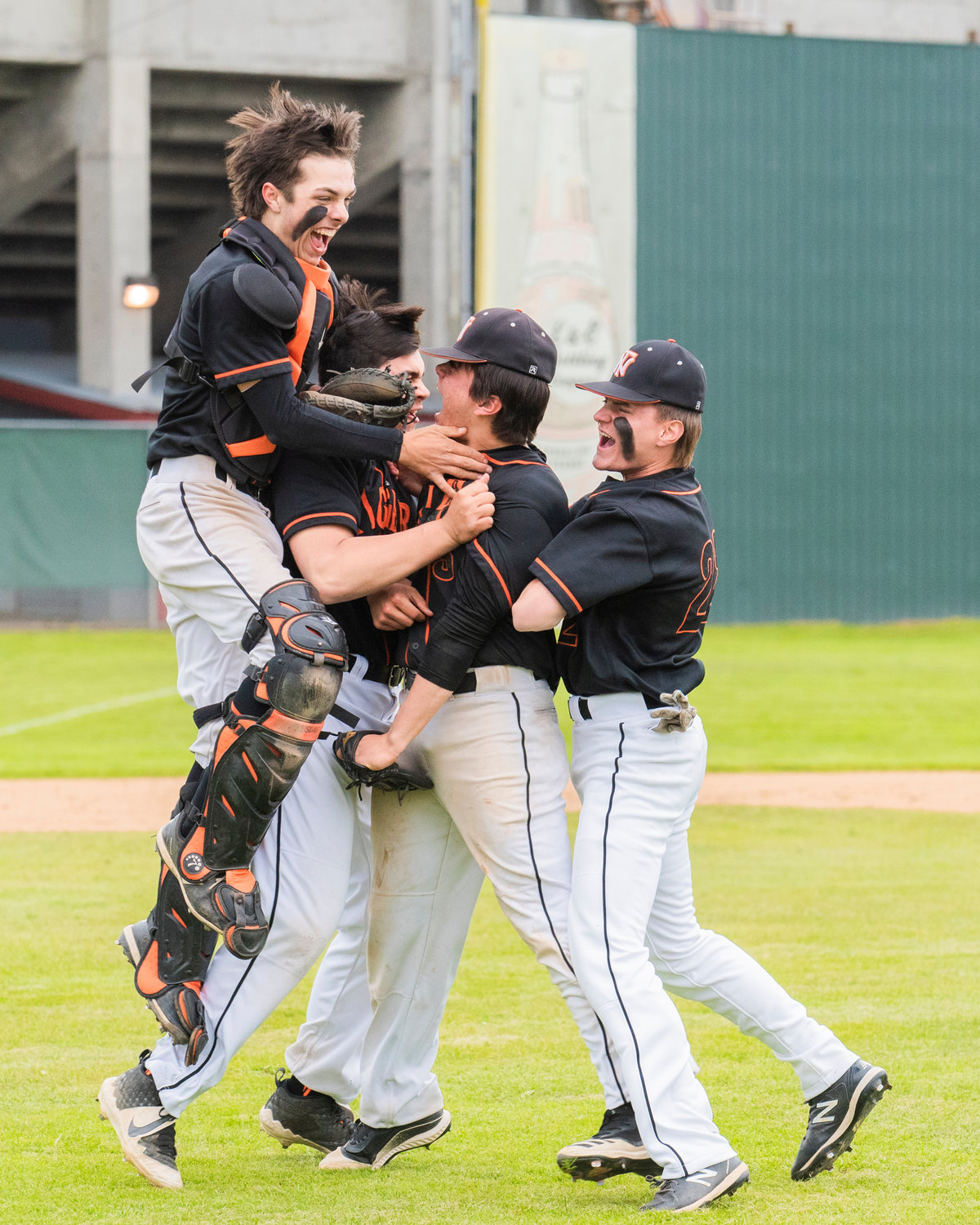Napavine Tigers celebrate after defeating Toutle Lake for the 2B District 4 Title Friday at W.F. West in Chehalis.