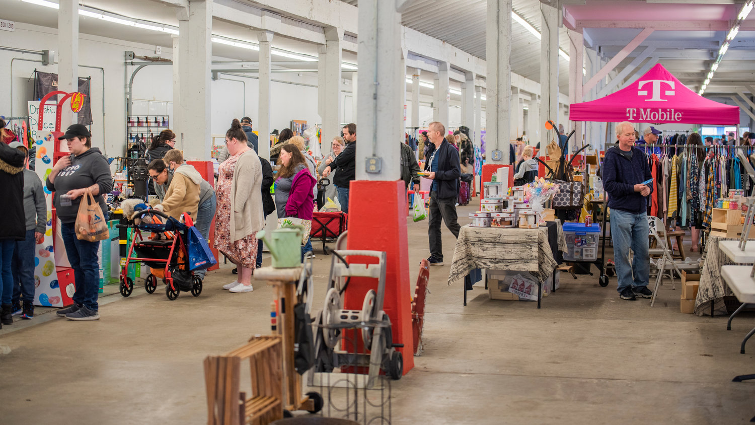 Shoppers hunt for deals at the Southwest Washington Fairgrounds in Centralia on Saturday during the Spring Community Garage Sale.