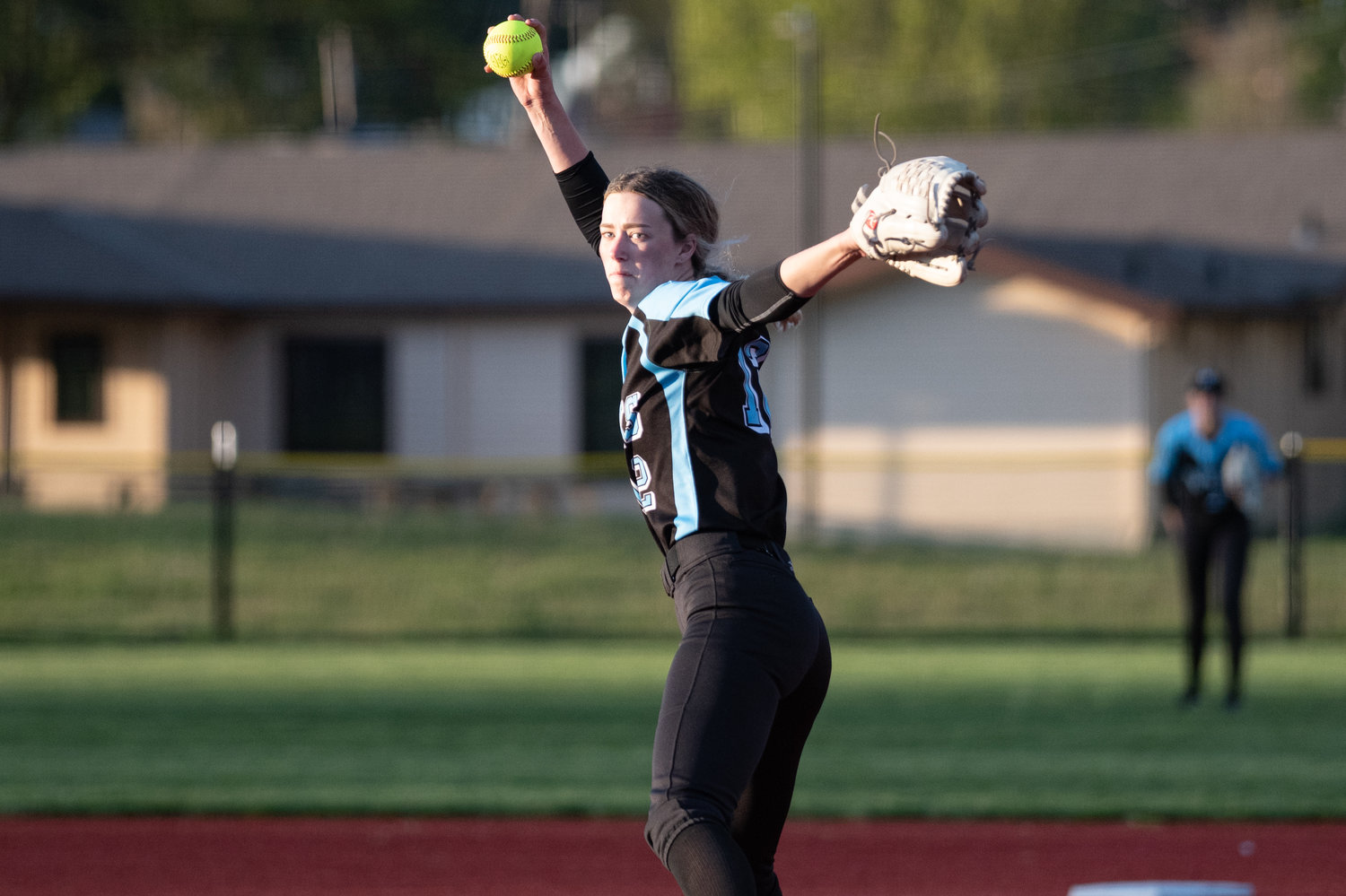 Hockinson pitcher Maggie Skinner winds up to deliver a strike against R.A. Long in the 2A District 4 tournament at Recreation Park May 19.