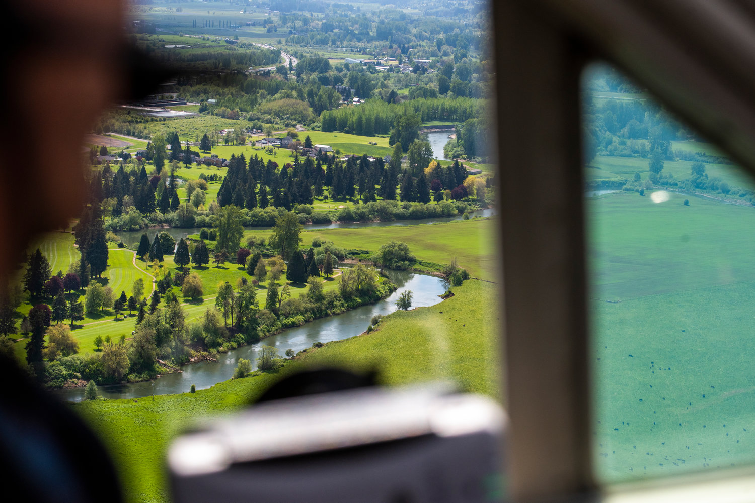 The Chehalis River is seen from above near the Riverside Golf Course.