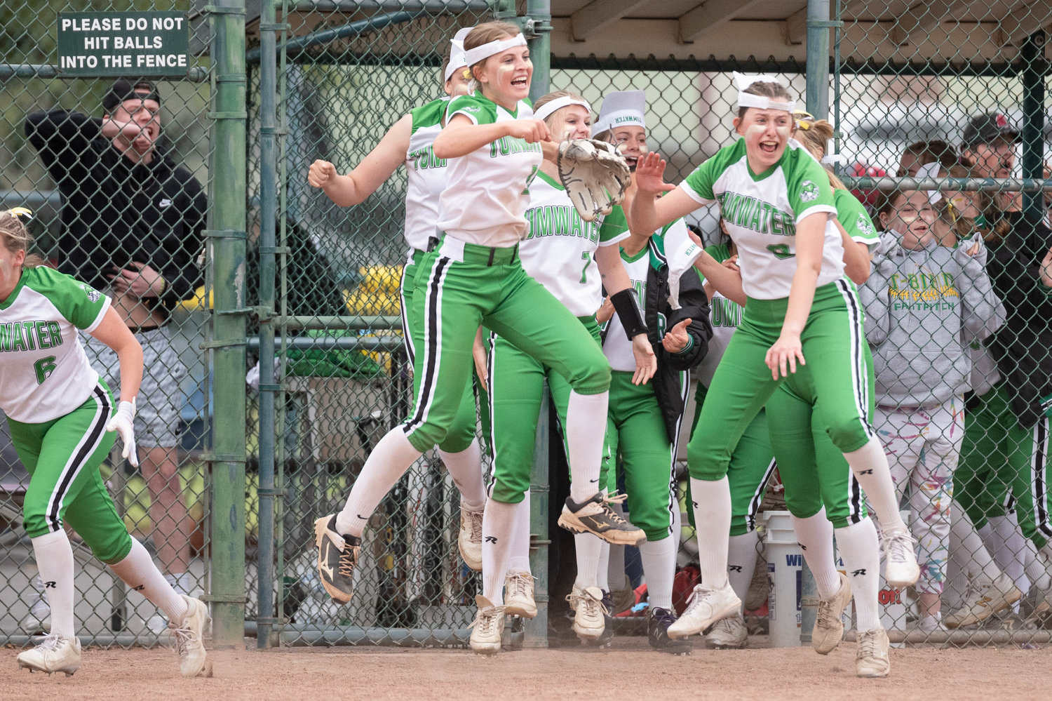 Tumwater's dugout reacts after Jaylene Manriquez's walk-off home run against Lynden in the 2A State Quarterfinals at Carlon Park in Selah May 27.