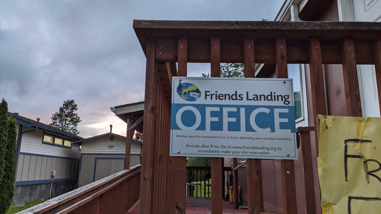 The Friends Landing Office is seen in Montesano at sunset.