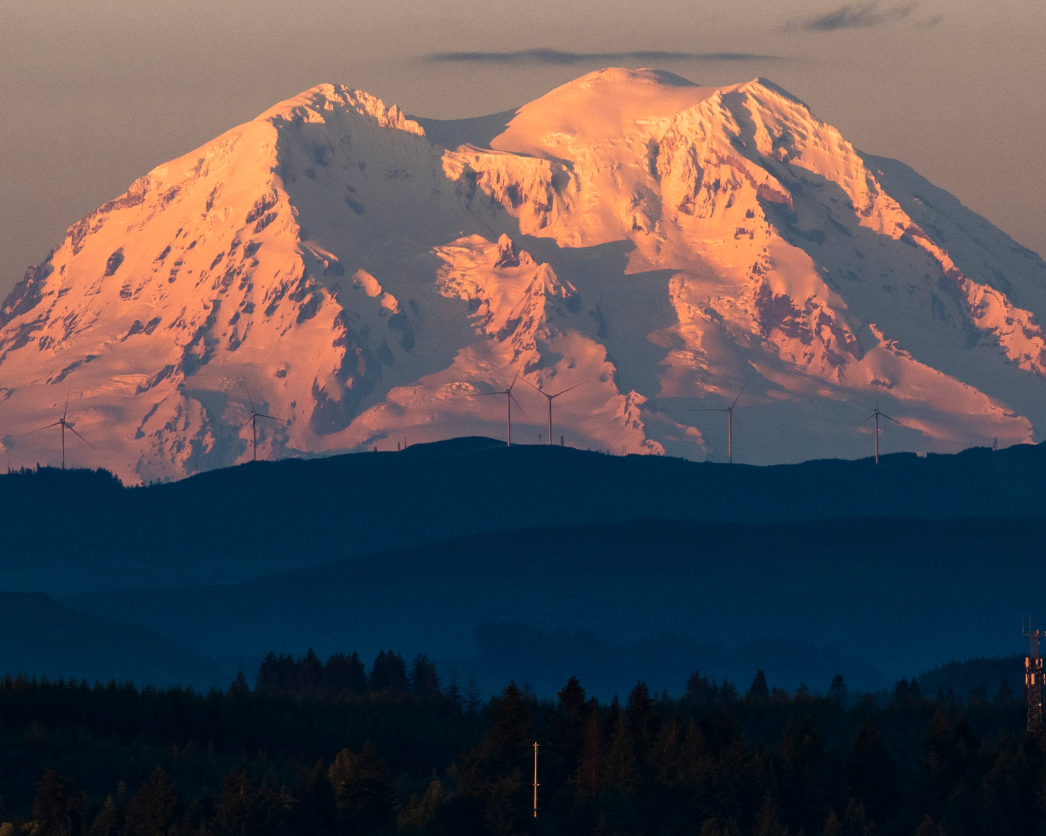 Mount Rainier reflects light at sunset  earlier this month.