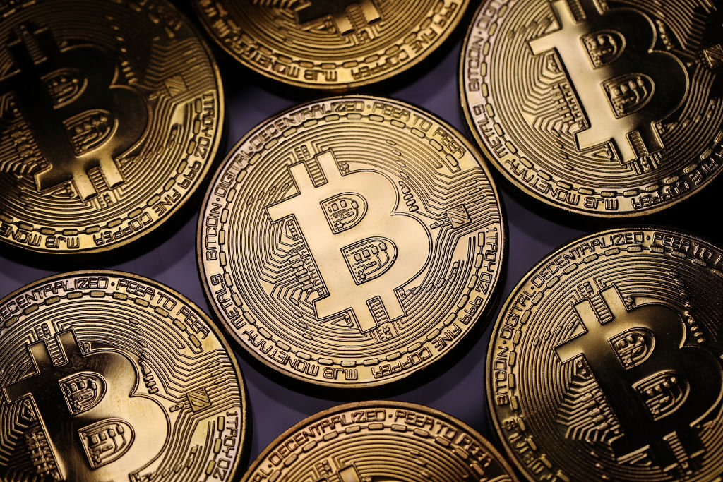 A visual representation of the digital cryptocurrency Bitcoin. (Dan Kitwood/Getty Images/TNS)
