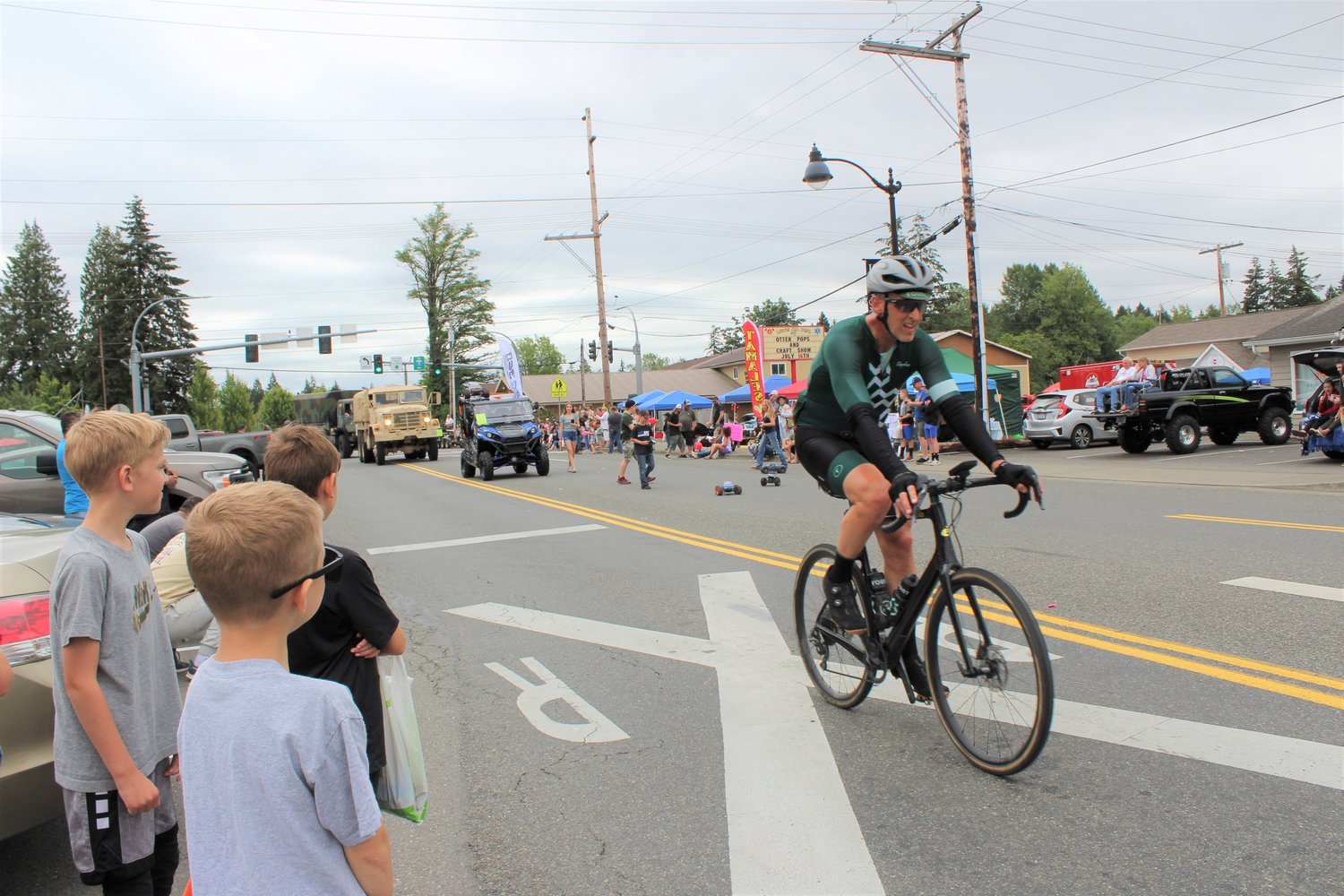 A rider in this weekend's Seattle to Portland Bicycle Classic ended up being a last minute addition to the Napavine Funtime Festival as he ended up riding through town at the same time as the parade.