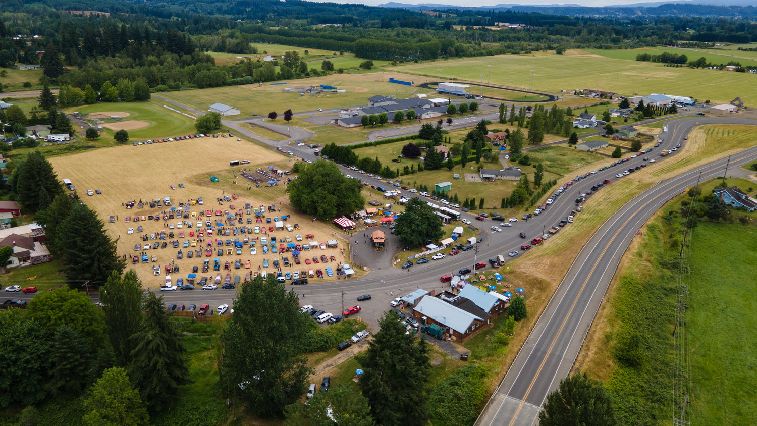 captured this photograph of the Adna Car Show from above over the weekend.