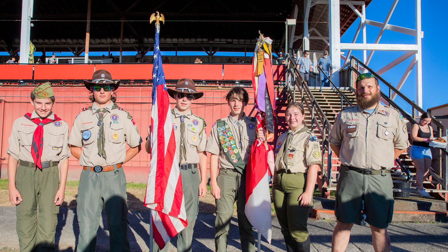 Scout Troop 373 was set to display flags at the Southwest Washington Fairgrounds before the derby was canceled Tuesday night in Centralia.
