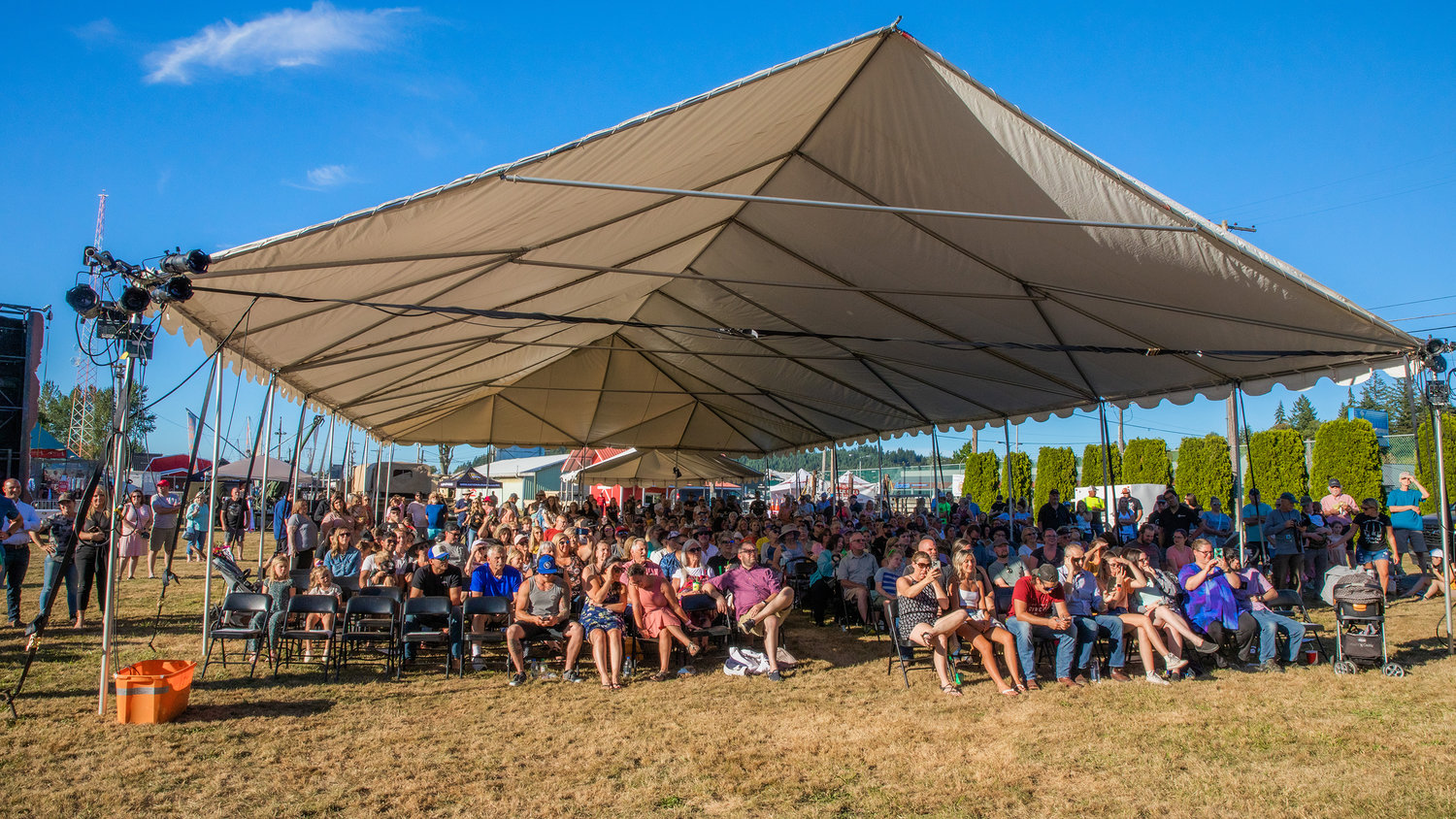 Crowds gather to witness the naming of this years Little Miss Friendly Tuesday afternoon near the Saloon Stage at the Southwest Washington Fairgrounds.