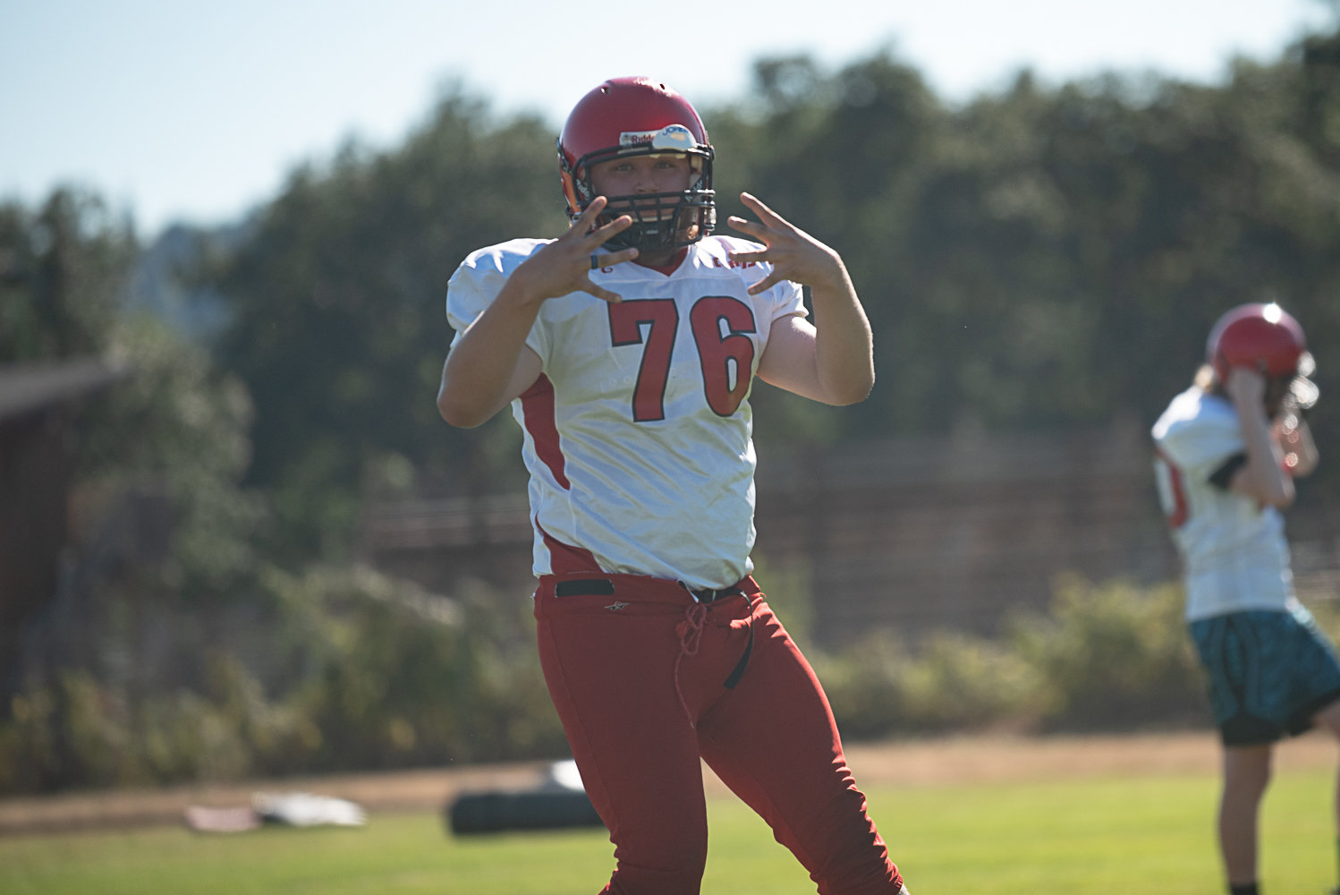 An Oakville player poses for a photo during practice Aug. 23.