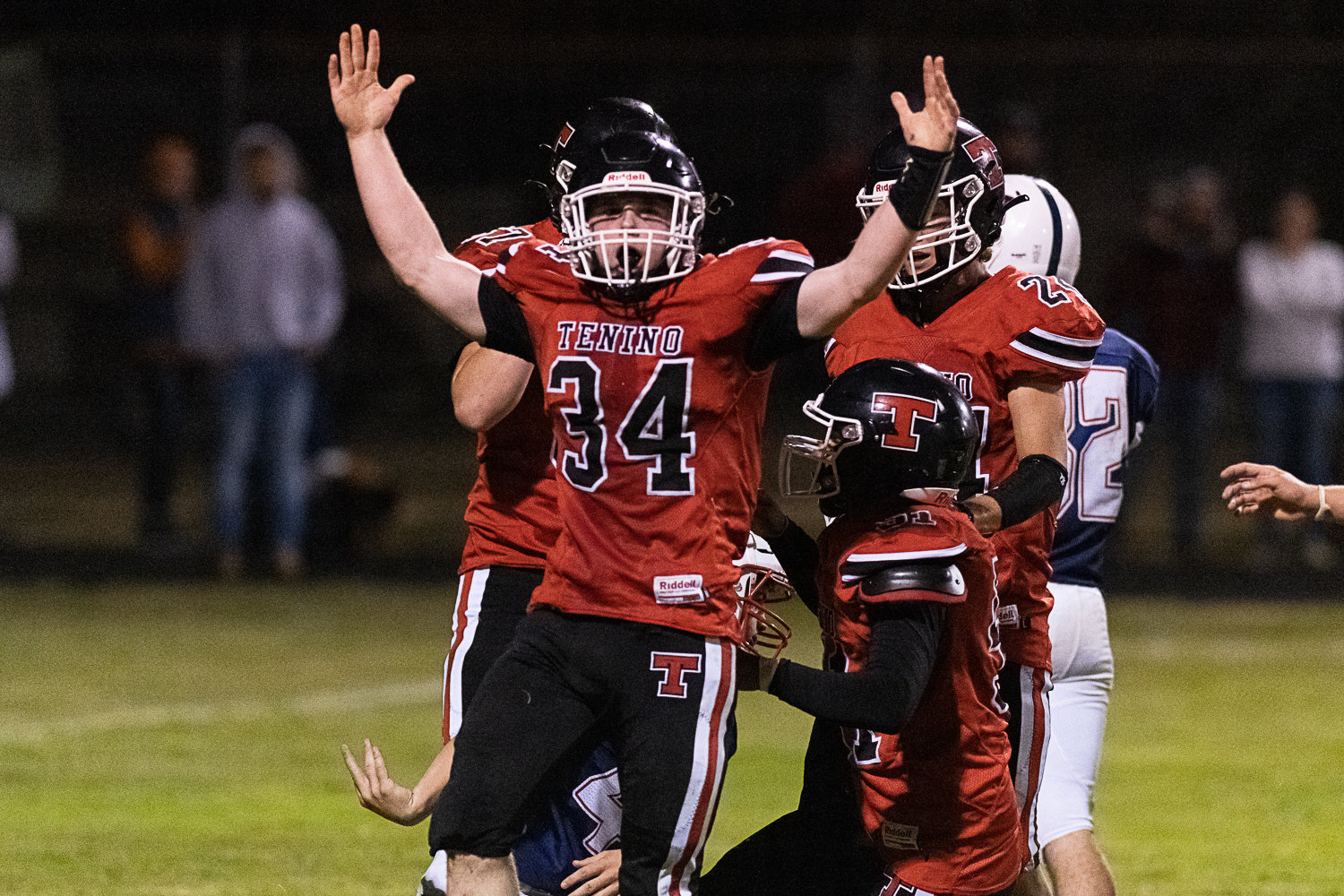 Tenino tailback Randy Marti celebrates after a two-point conversion attempt against PWV Sept. 2.
