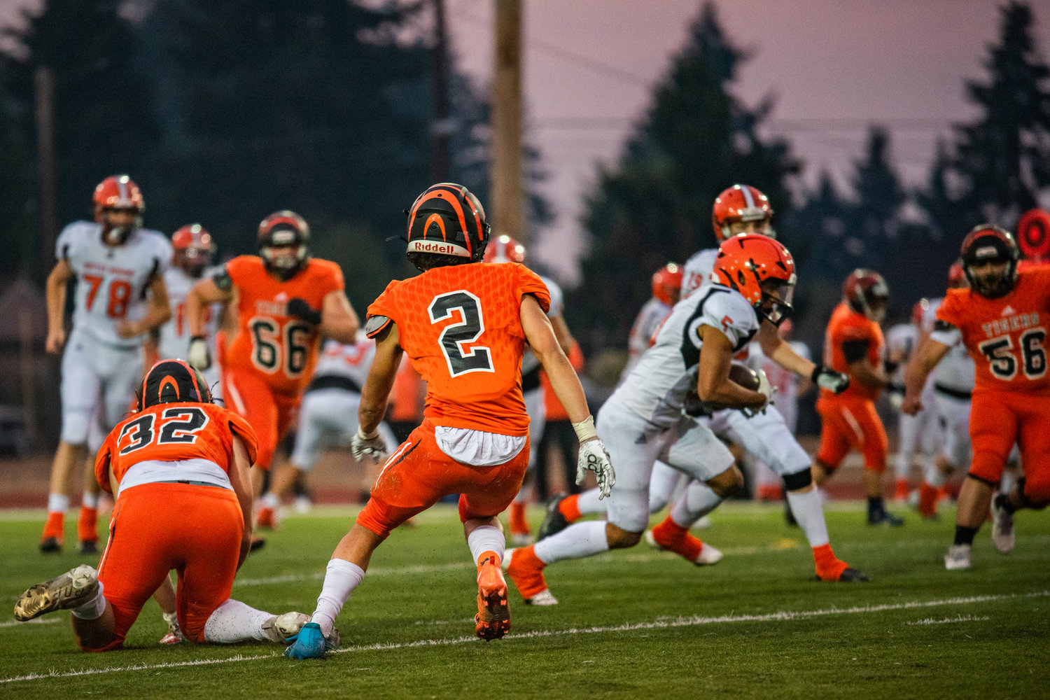 Centralia Tigers defensive back Cobain Kennedy prepares to make a tackle against Battle Ground in a home game Friday night.