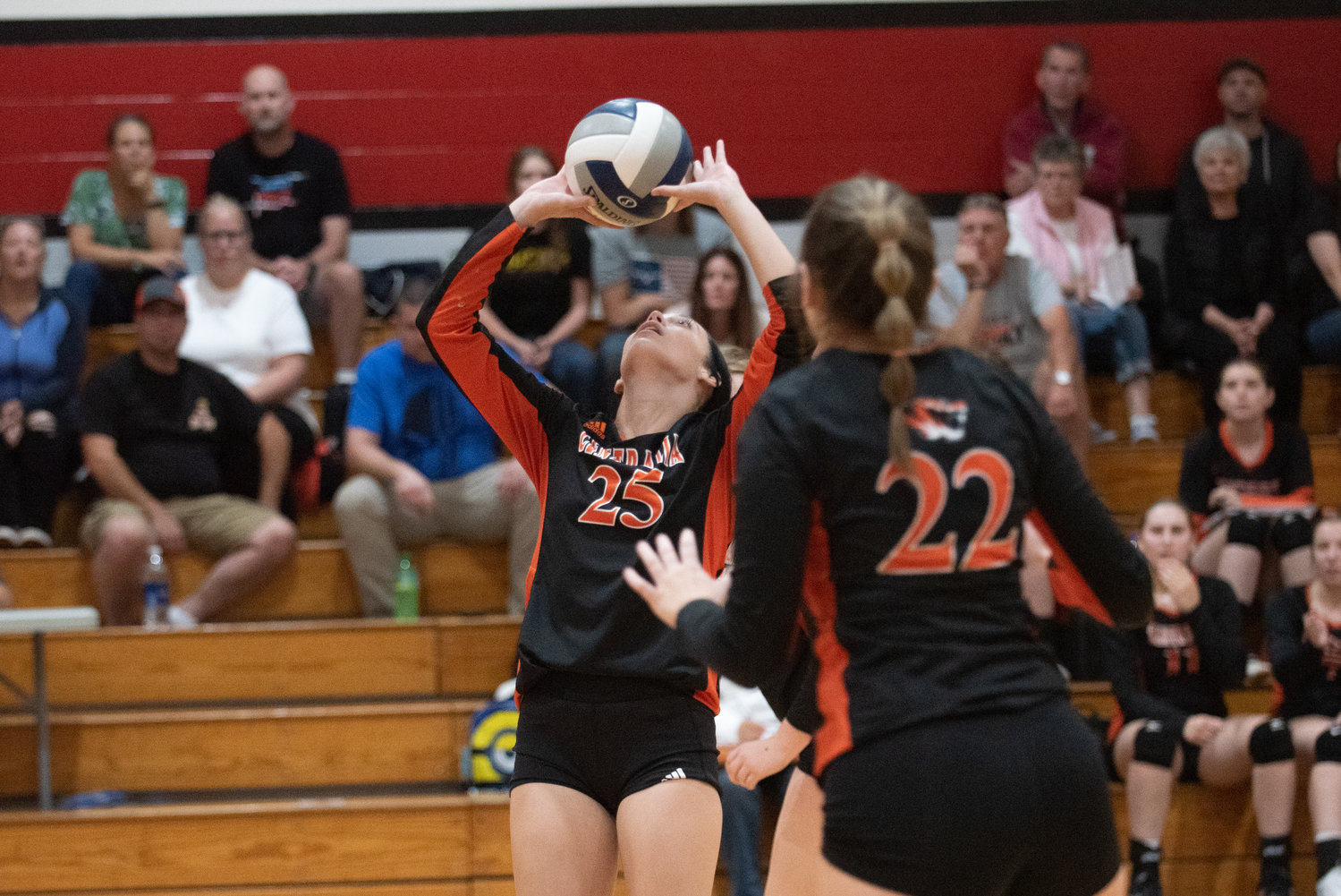 Centralia setter Peyton Smith puts up a set during the Tigers' win at Tenino on Sept. 14.
