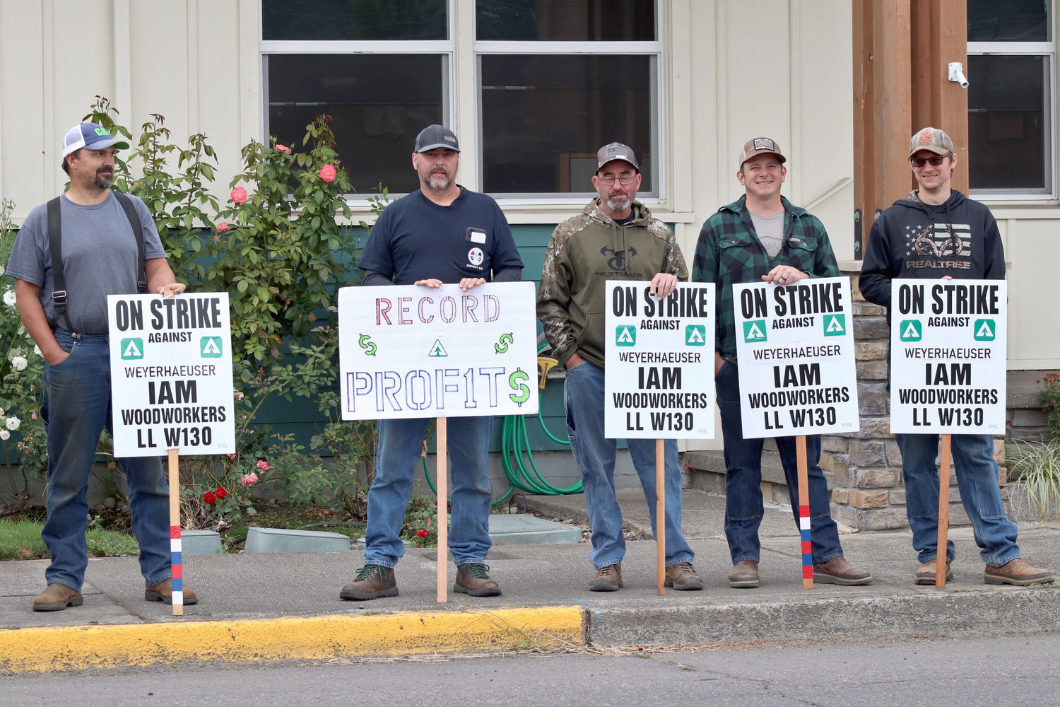 Most of the Weyerhaeuser employees picketing in Centralia on Thursday were Lewis County residents, primarily from the Pe Ell and Adna areas, who had worked with the lumber company for 20 years or more. 