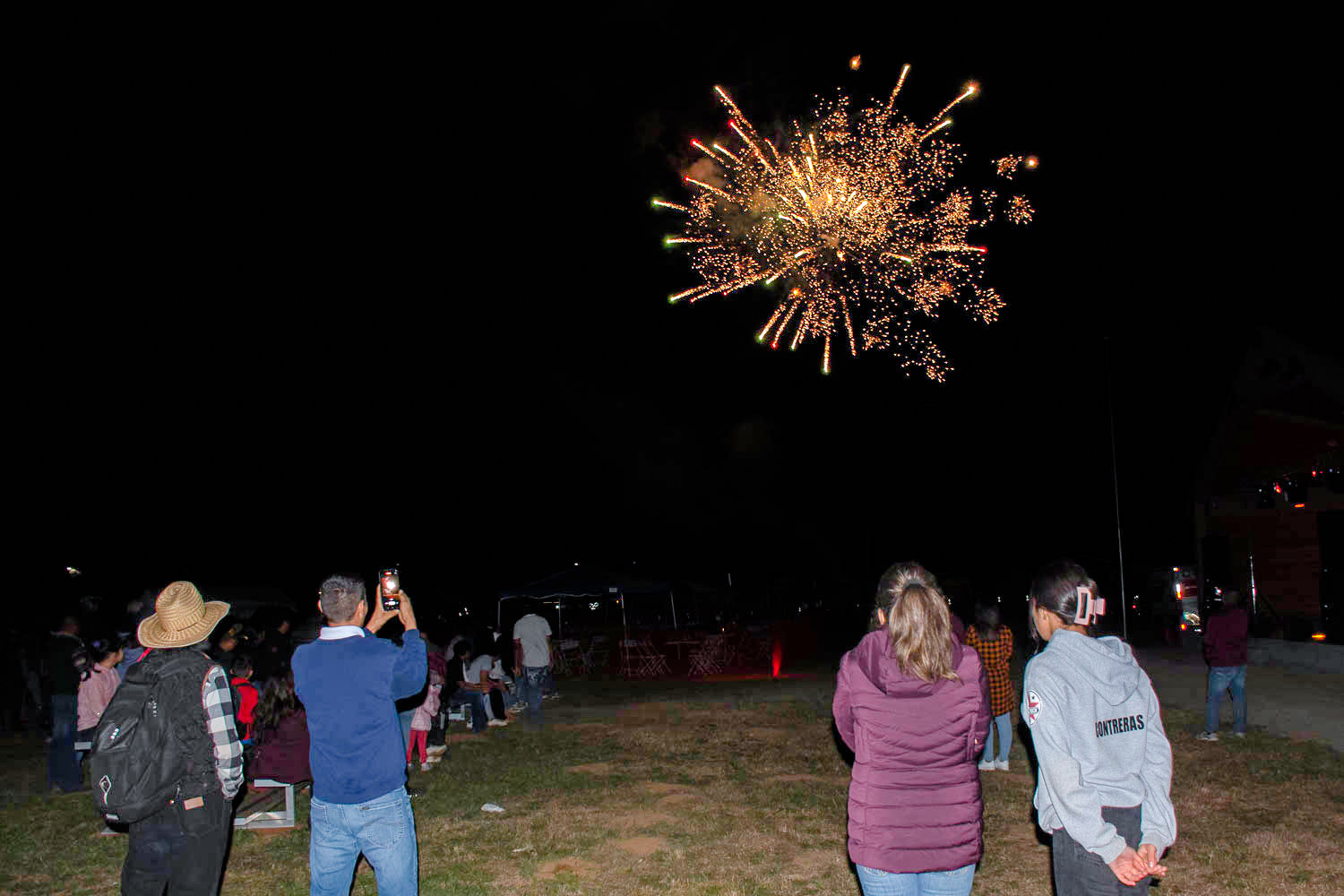 For nearly 15 minutes fireworks were launched in celebration of Mexican Independence Day at Klickitat Prairie Park in Mossyrock Saturday night. Photo by Owen Sexton.