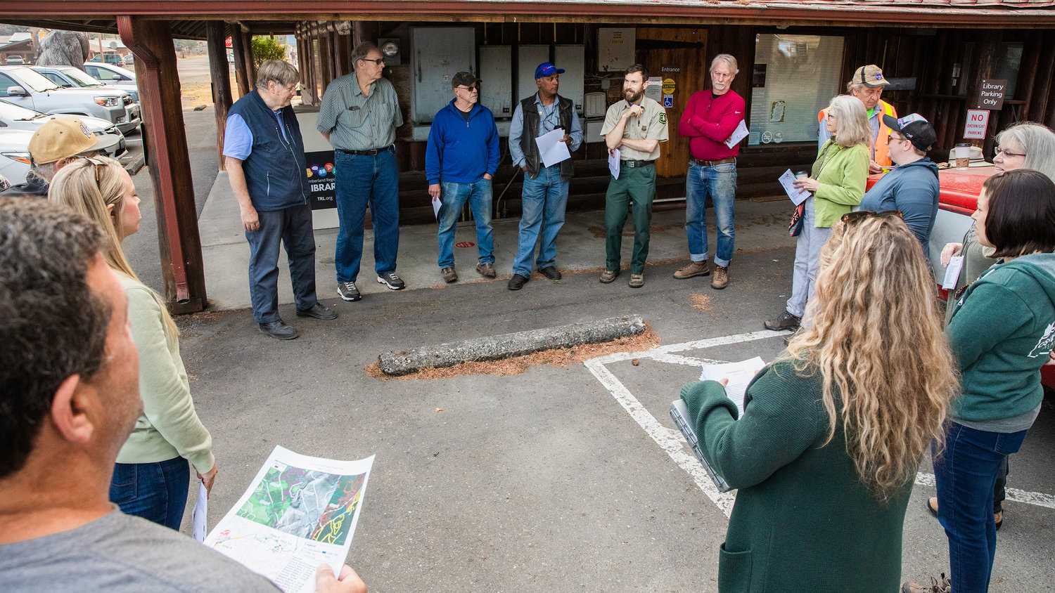 Stakeholders meet at the Packwood Timberland Library for a Pinchot Partners Field Trip on Wednesday.