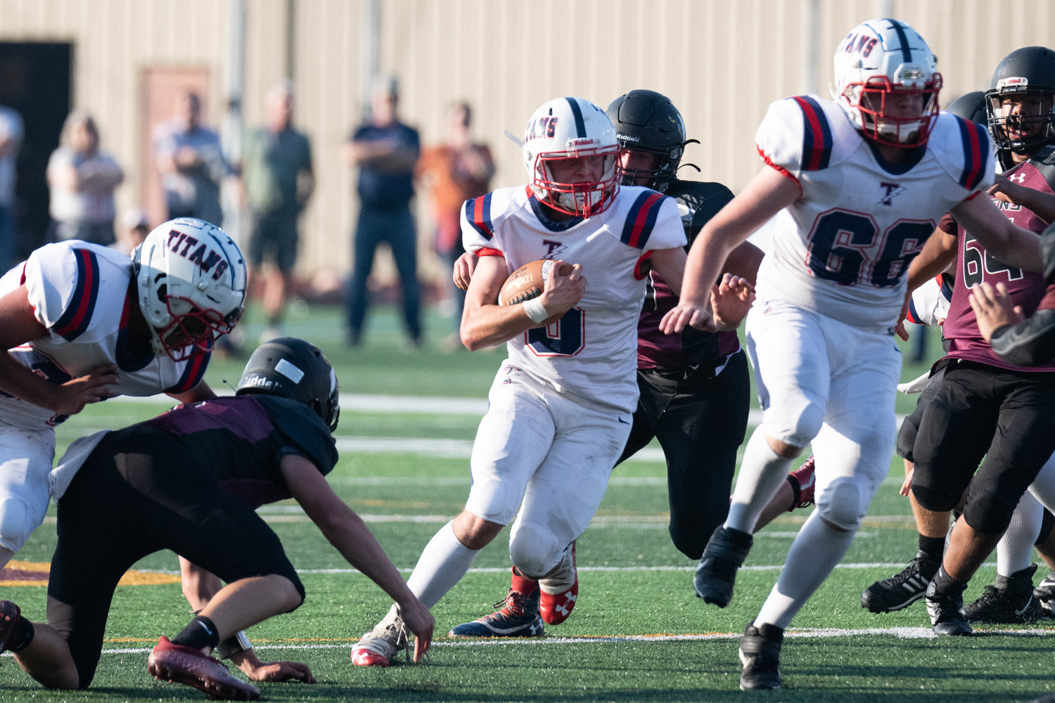 Pe Ell-Willapa Valley's Wil Clements takes a carry for a big gain against Raymond-South Bend Oct. 15 at Millam Field.