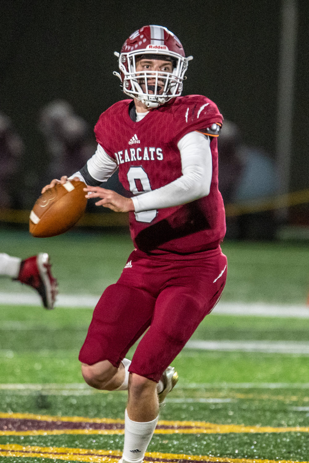 W.F. West quarterback Gavin Fugate looks for an open pass downfield during a game againstg Aberdeen at South Bend High School on Oct. 20.