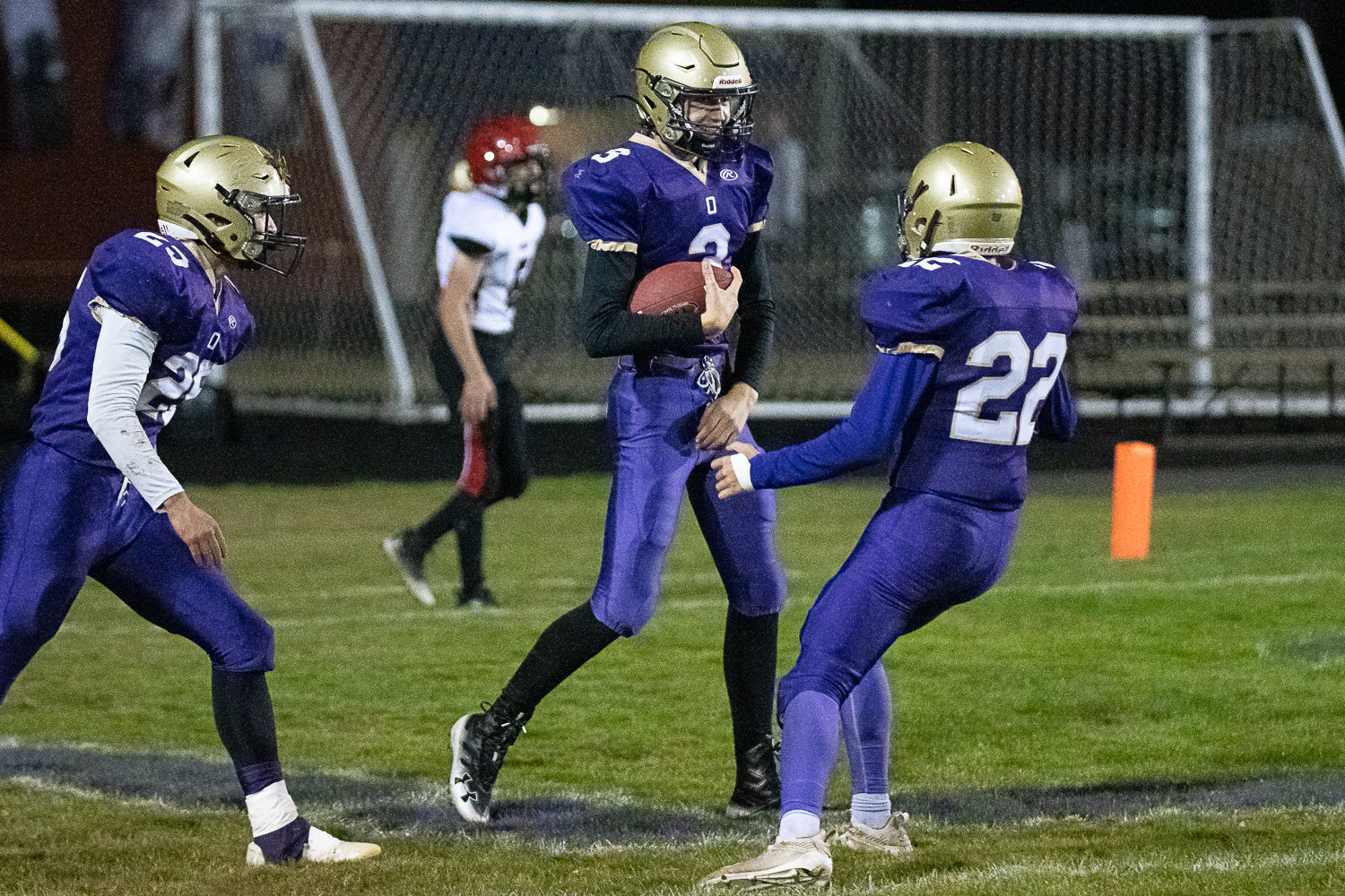 Onalaska receiver Cooper Lawrence celebrates after a touchdown catch against Wahkiakum Oct. 27.